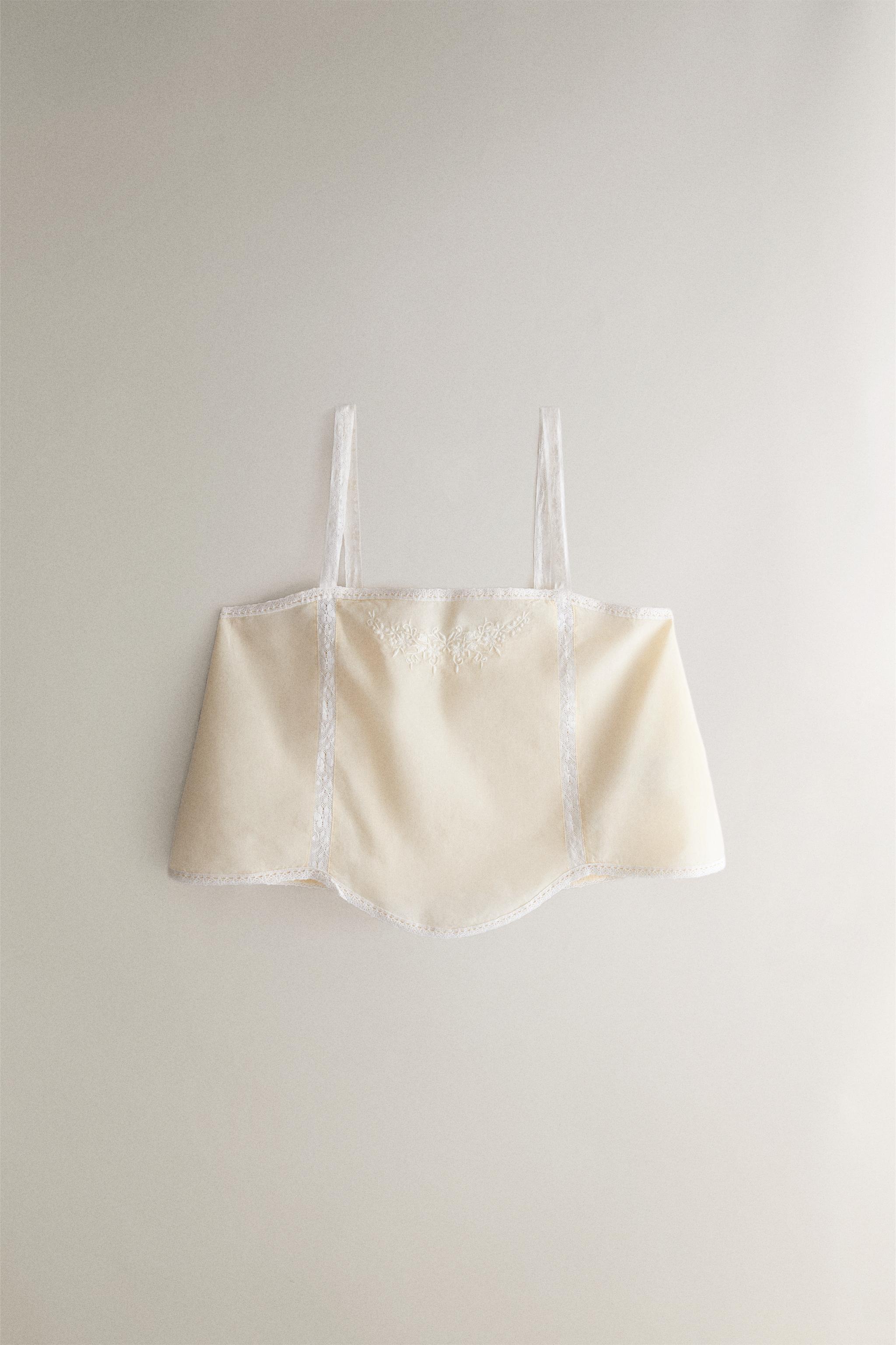ХЛОПКОВАЯ ТОП С ВЫШИТОЙ КРУЖЕВОМ — ZARA