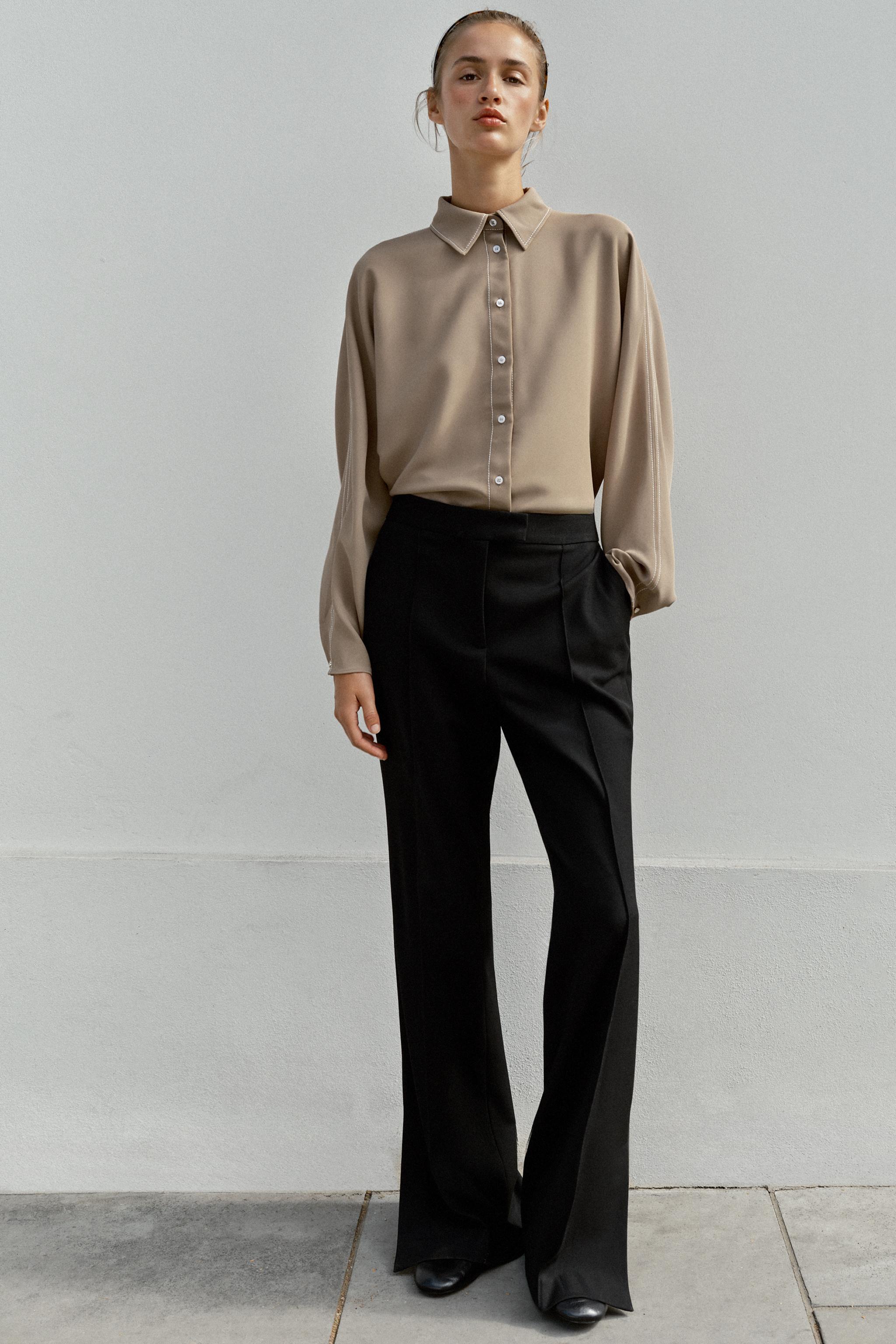 Рубашка с контрастной строчкой — ZARA