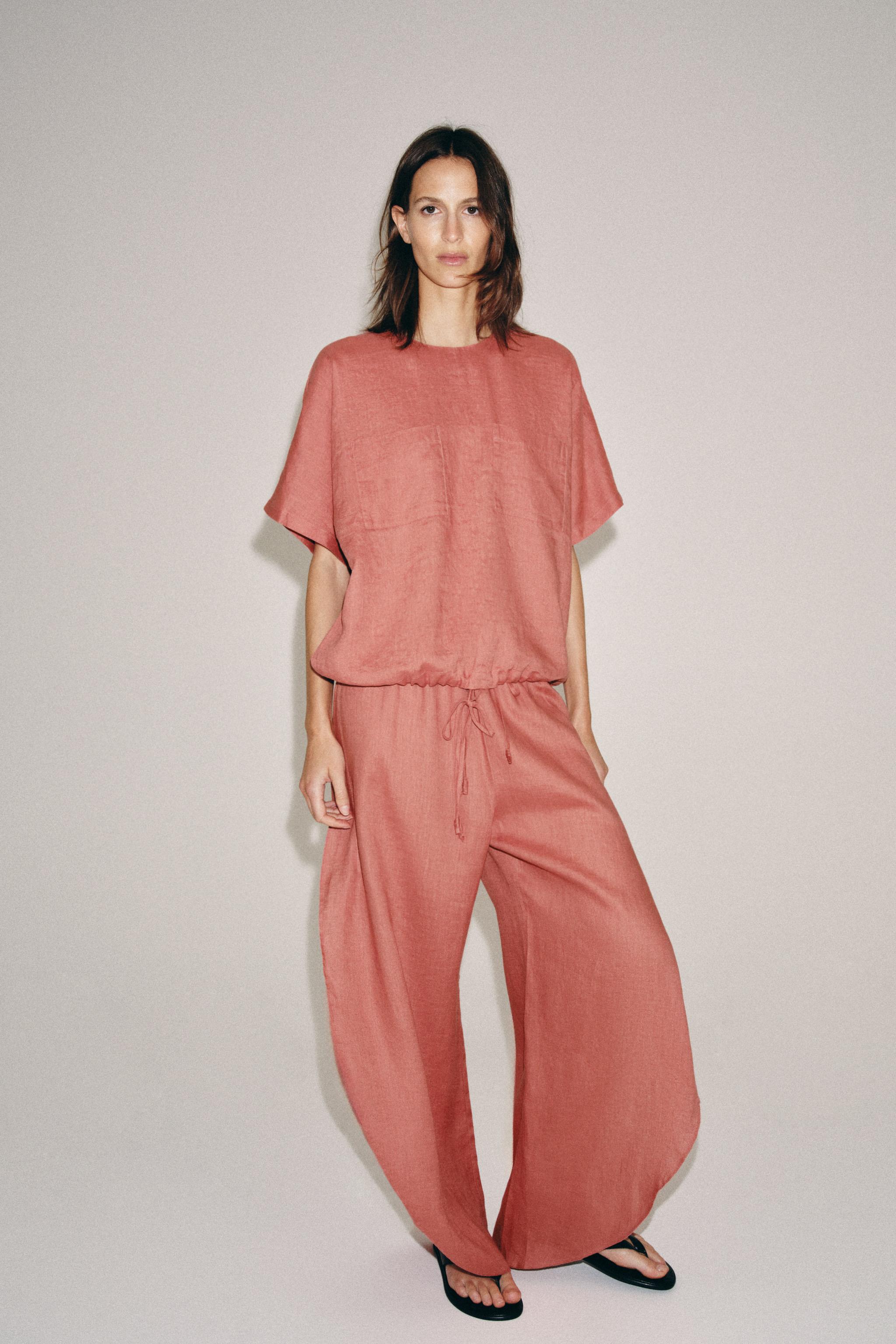 Топ ZW COLLECTION из 100% льна с завязками — ZARA