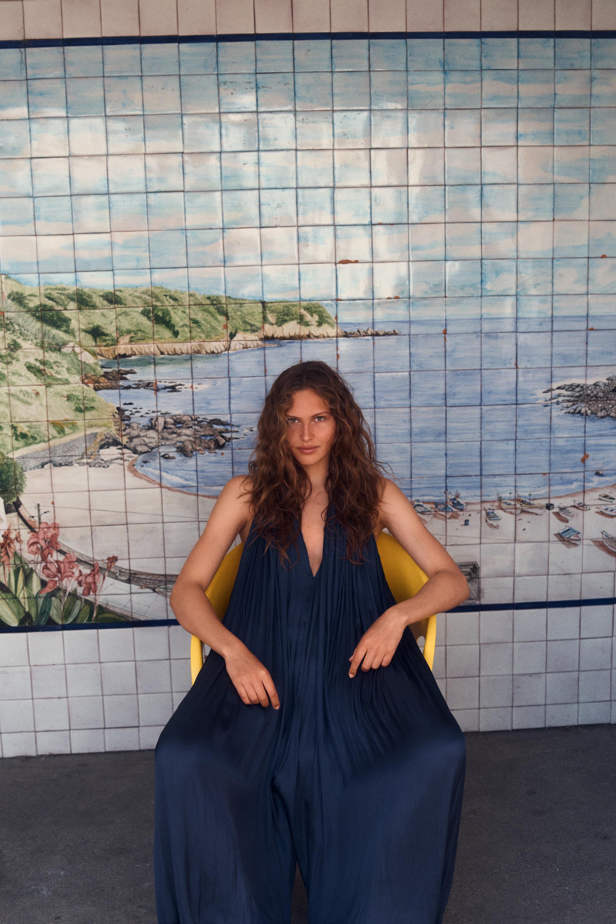 Комбинезон ZW COLLECTION из сатина с воротником-халтер — ZARA