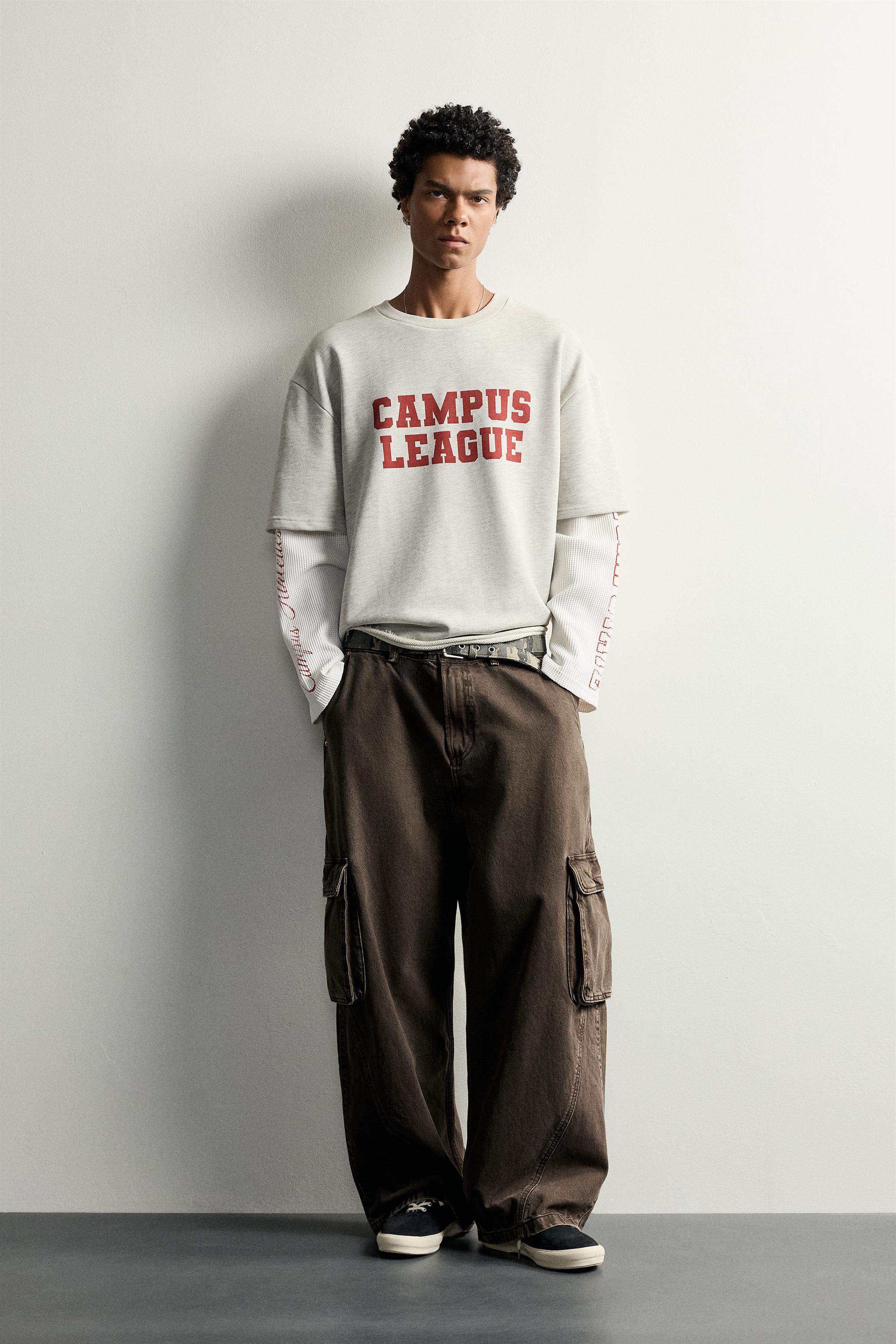 ФУТБОЛКА С ЭФФЕКТОМ МНОГОСЛОЙНОСТИ И НАДПИСЯМИ — ZARA