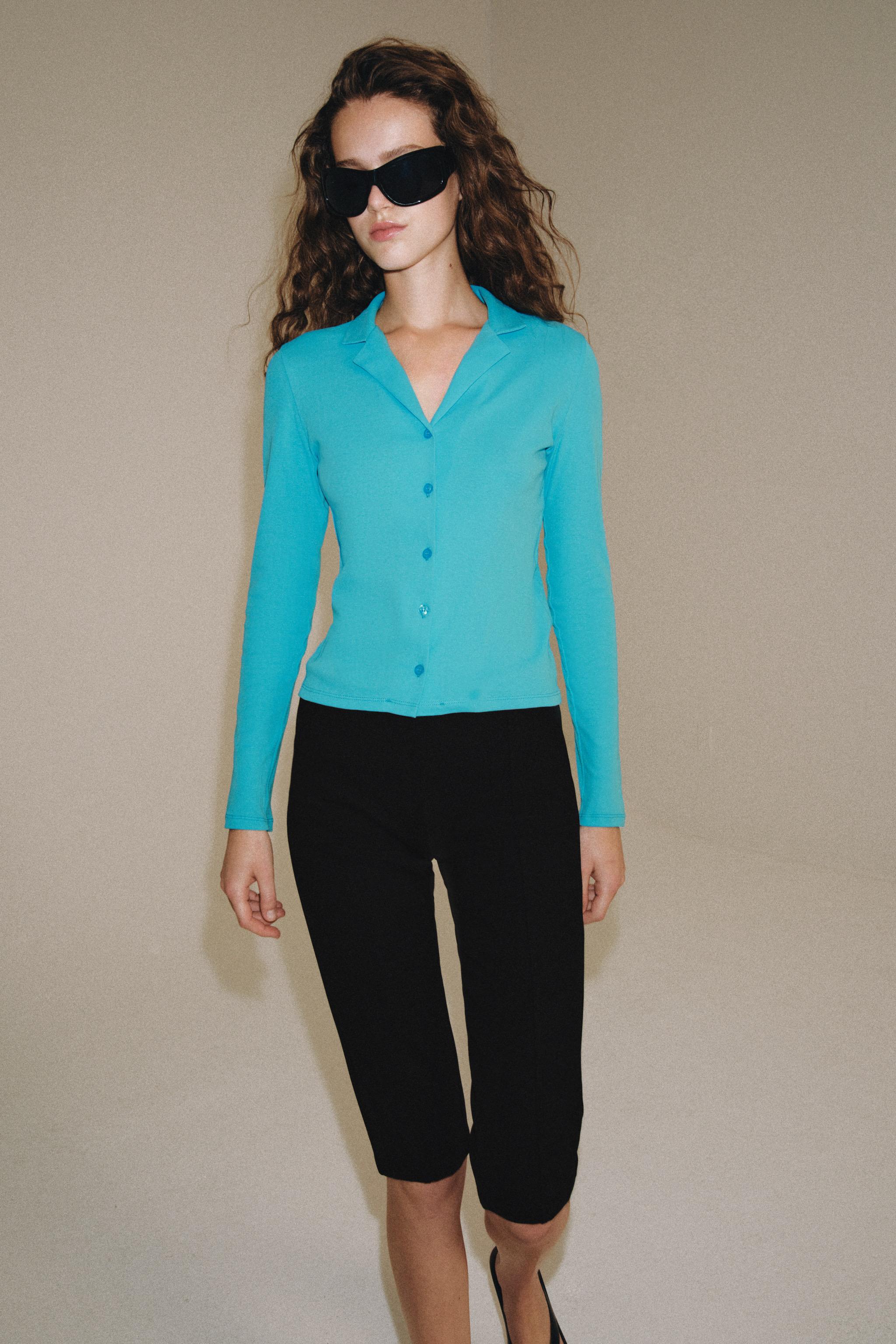 Футболка из 100% хлопка на пуговицах — ZARA