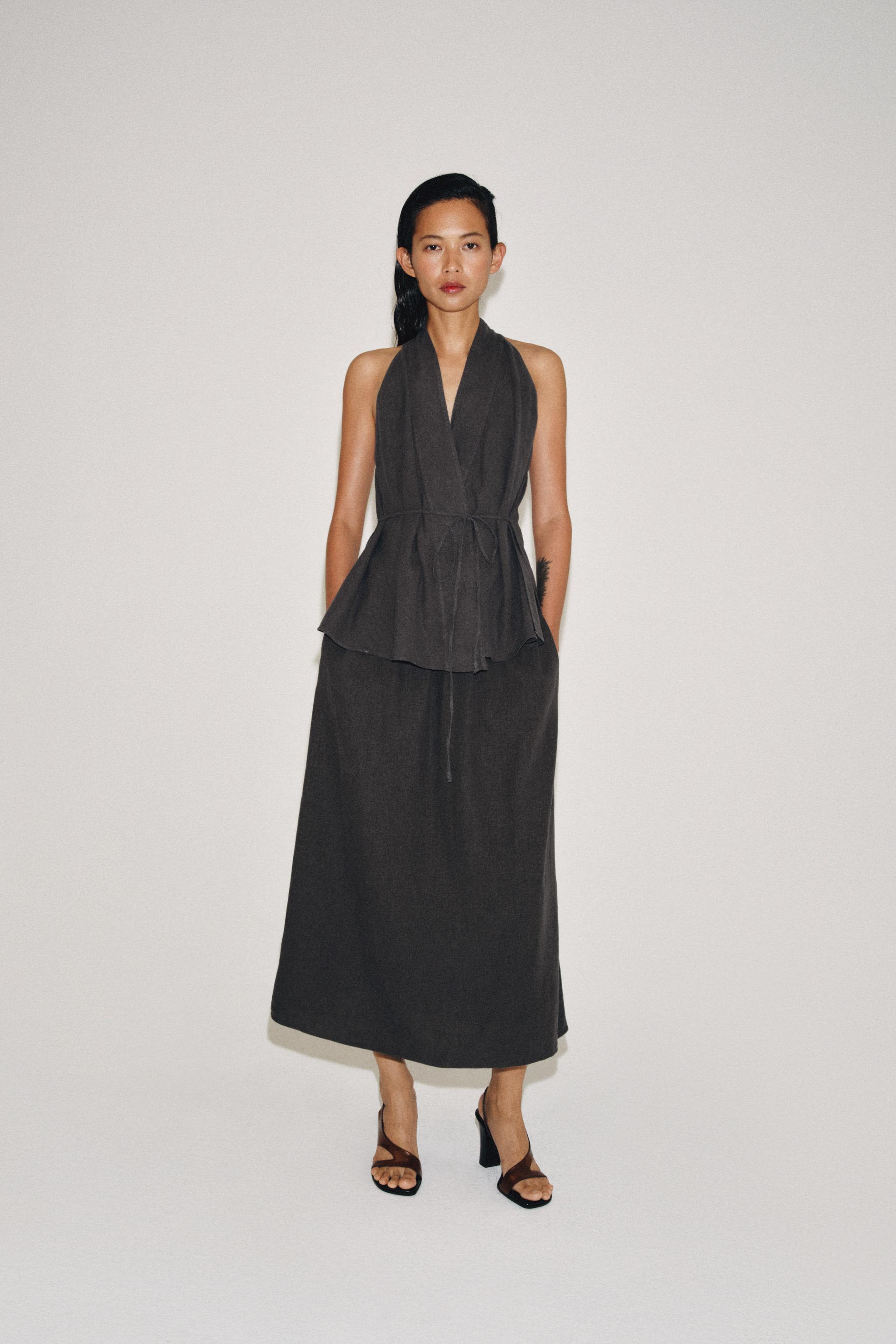 Юбка ZW COLLECTION длинная из смесового льна — ZARA