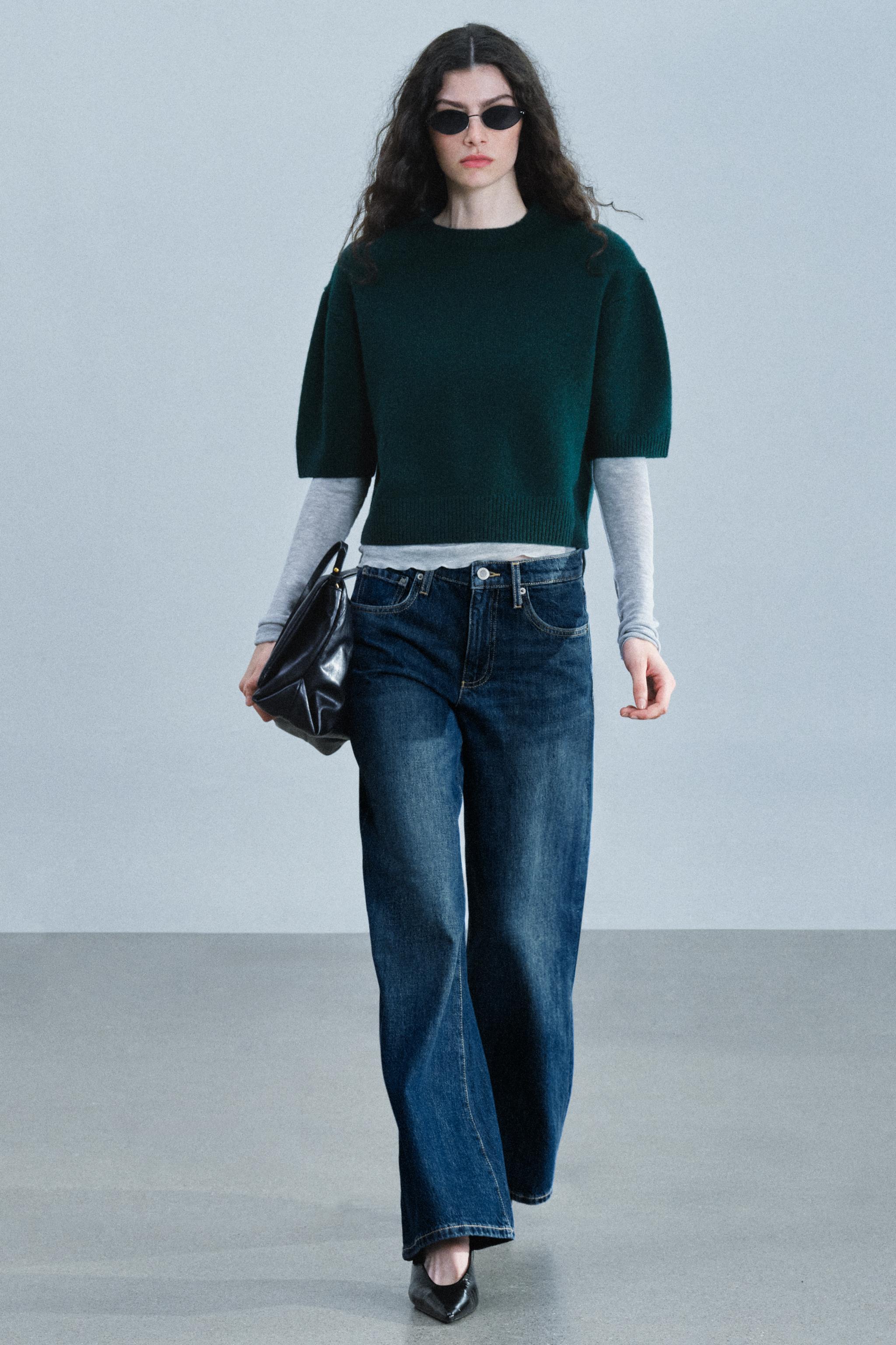Джинсы ZW COLLECTION с низкой посадкой и широкими штанинами — ZARA
