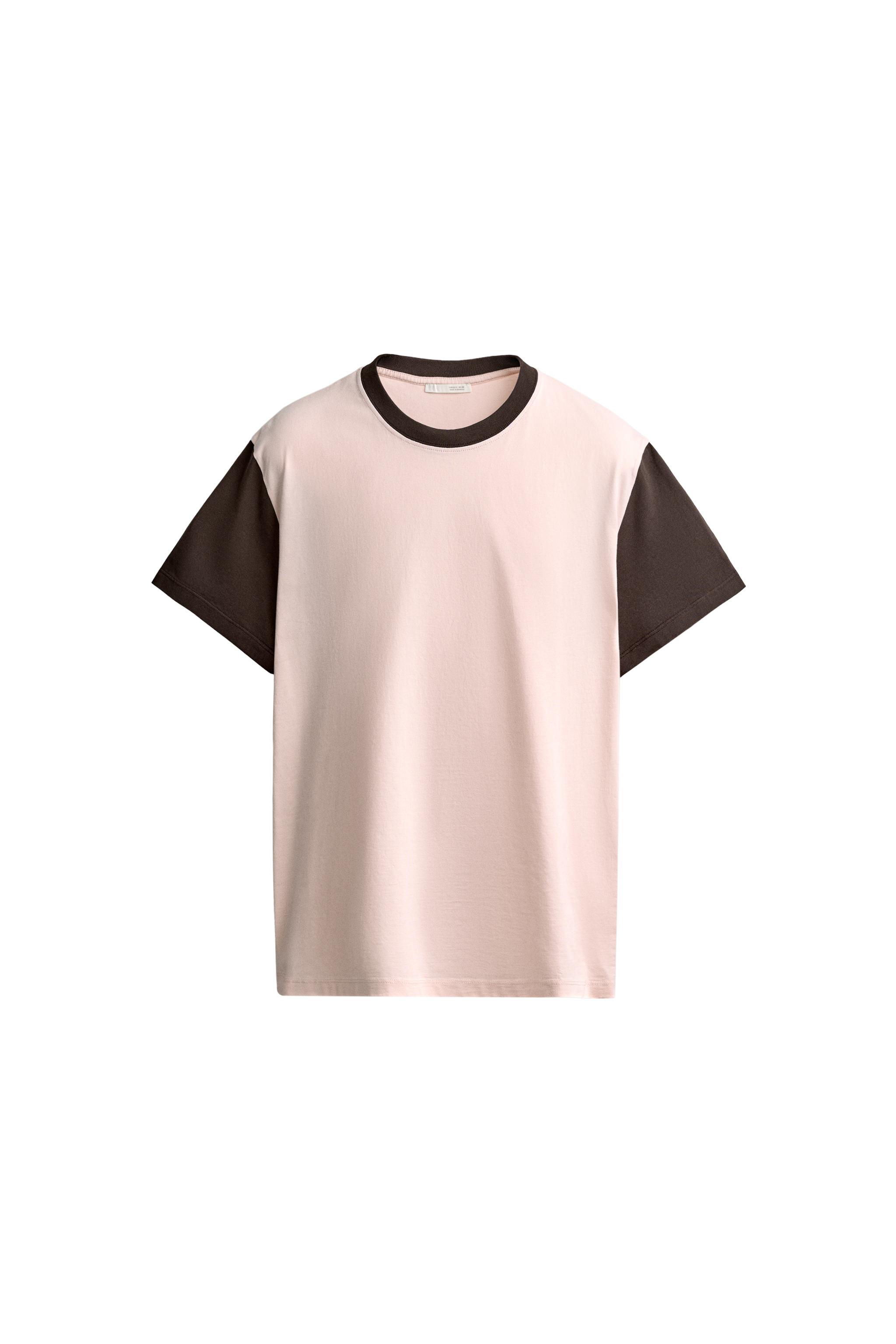 Футболка классического кроя в стиле колор-блок — ZARA