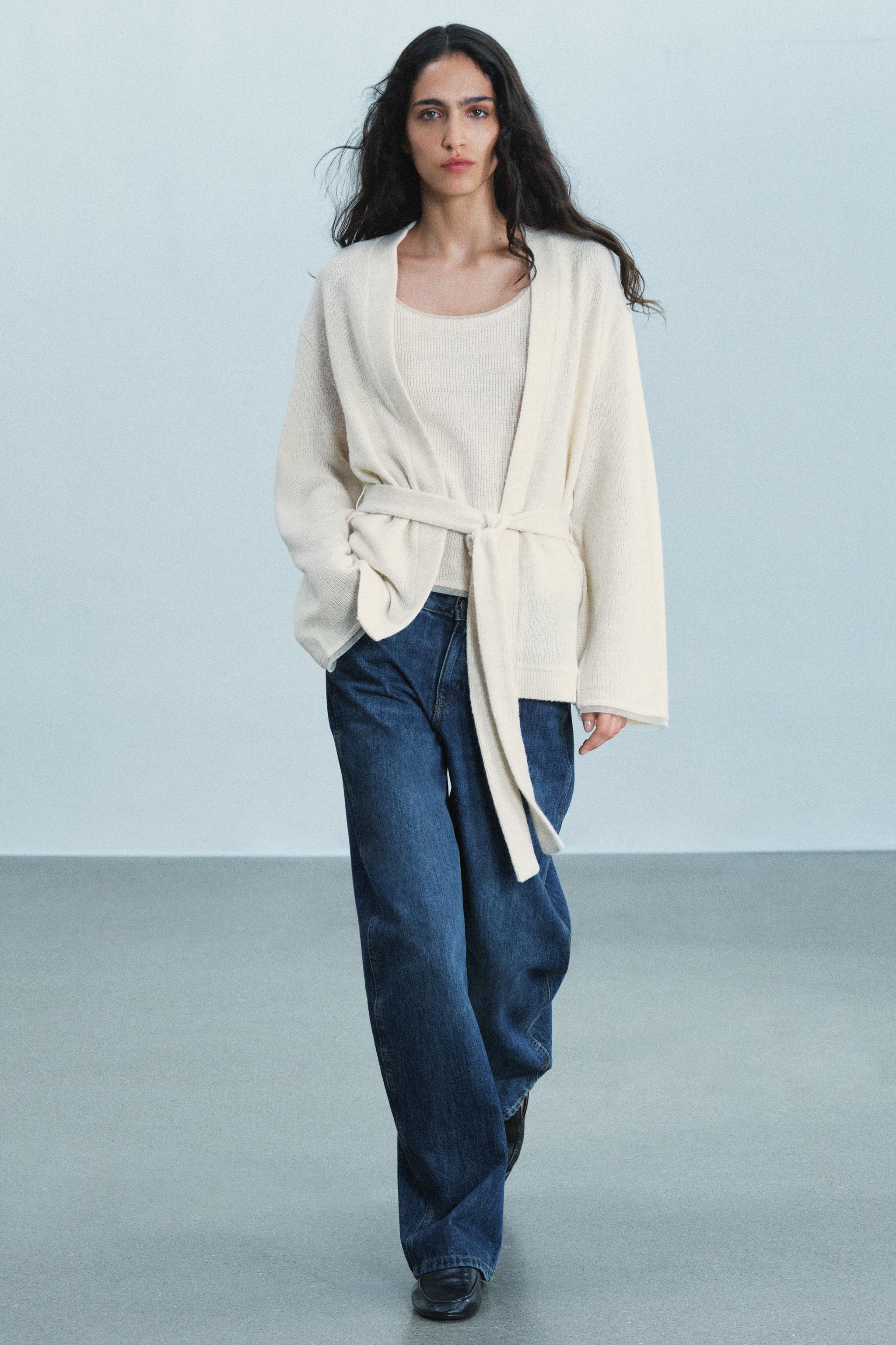 Куртка с поясом — ZARA
