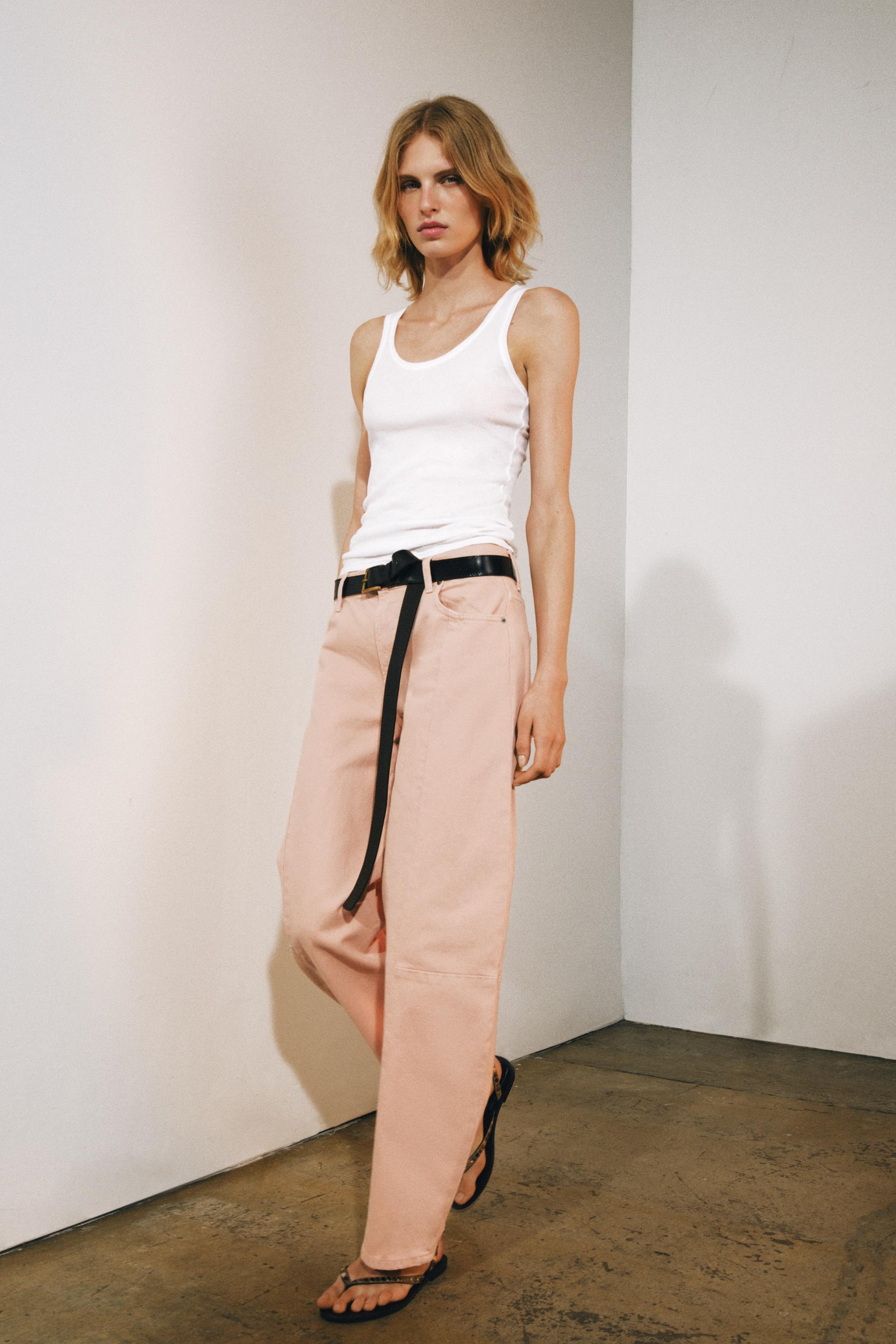 Джинсы ZW COLLECTION силуэта "бочонок" со средней посадкой с лоскутным принтом — ZARA