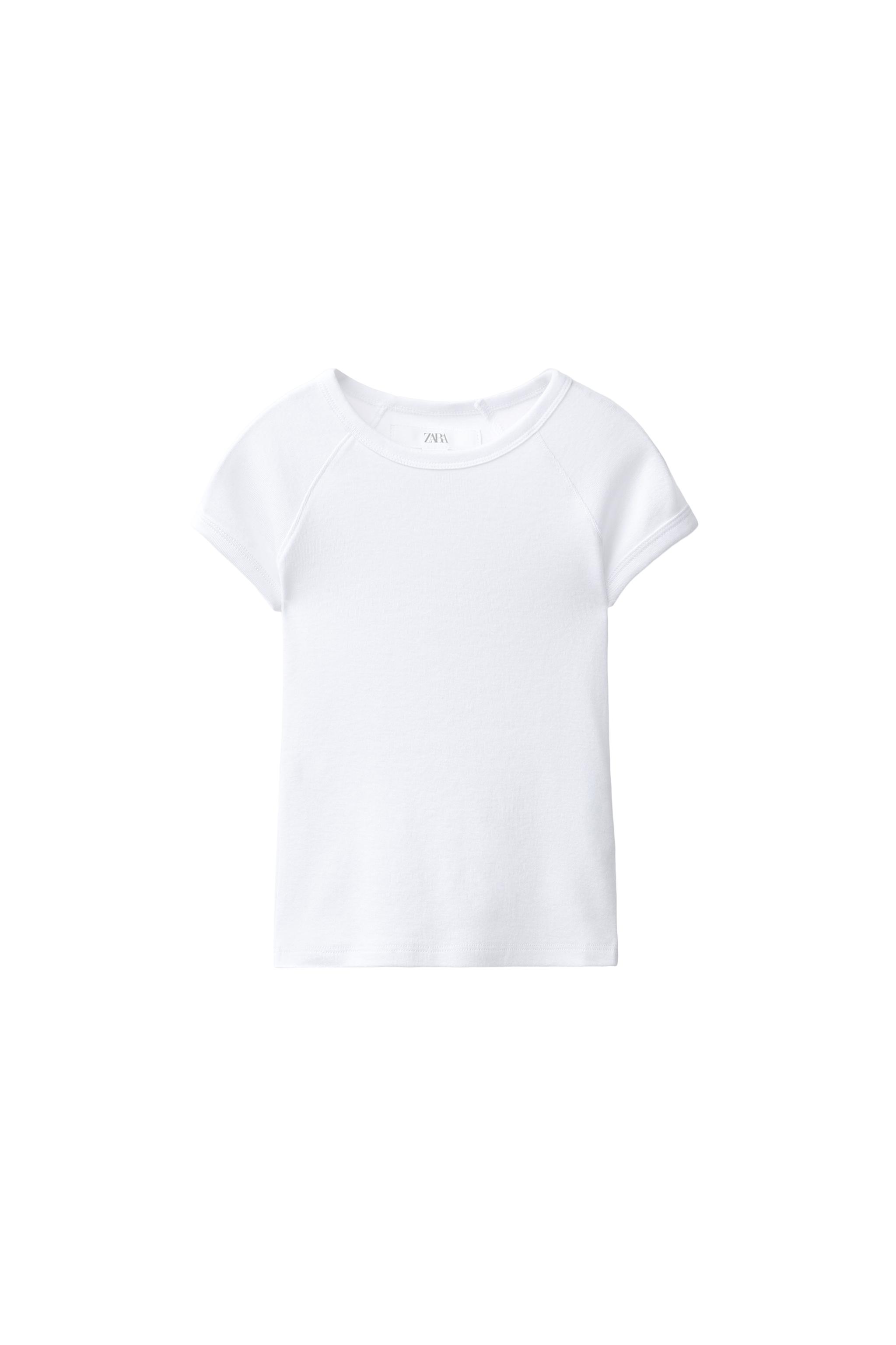 ОДНОТОННАЯ ФУТБОЛКА ИЗ ХЛОПКА И МОДАЛА — ZARA