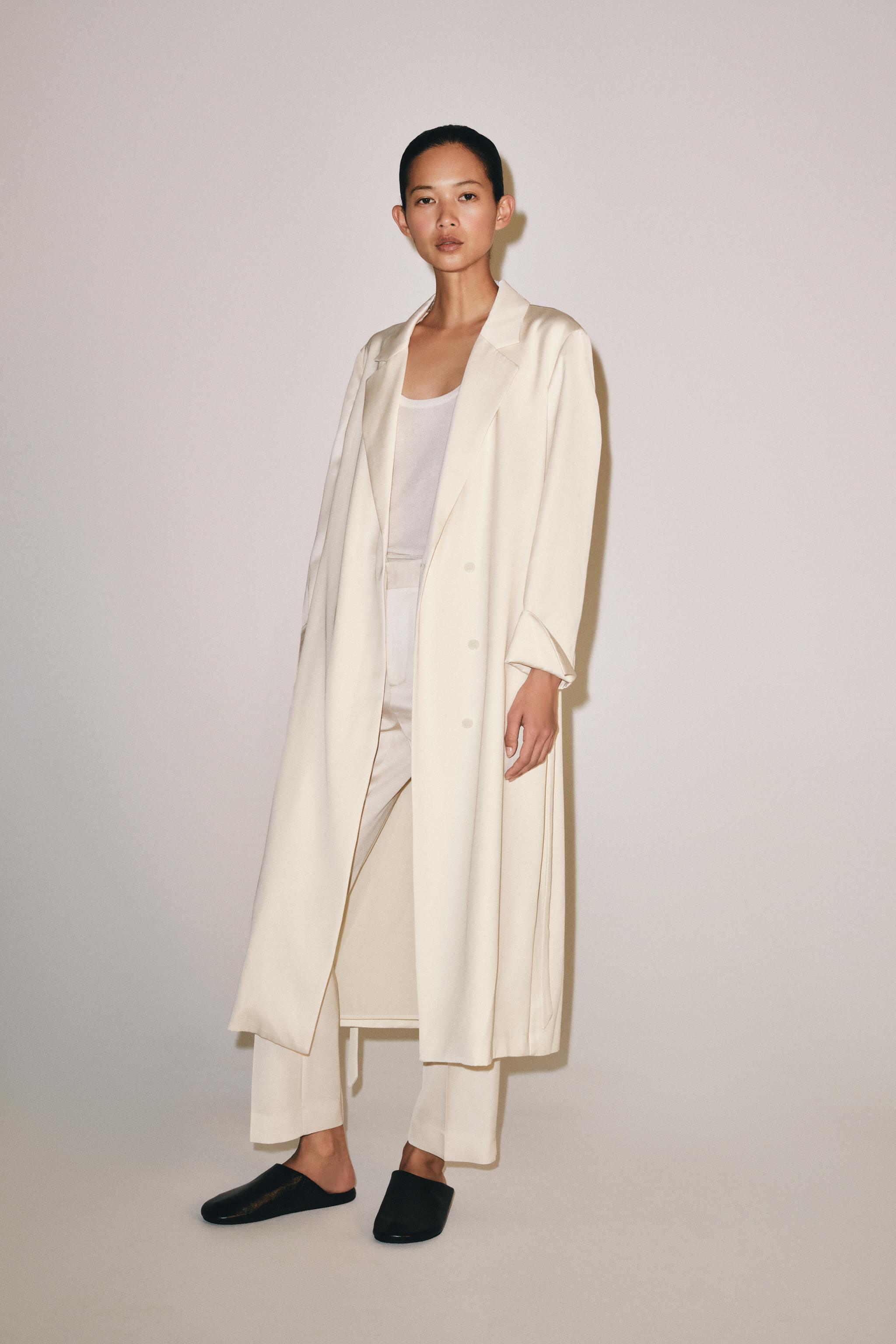 Брюки ZW COLLECTION из сатина с прямыми штанинами — ZARA
