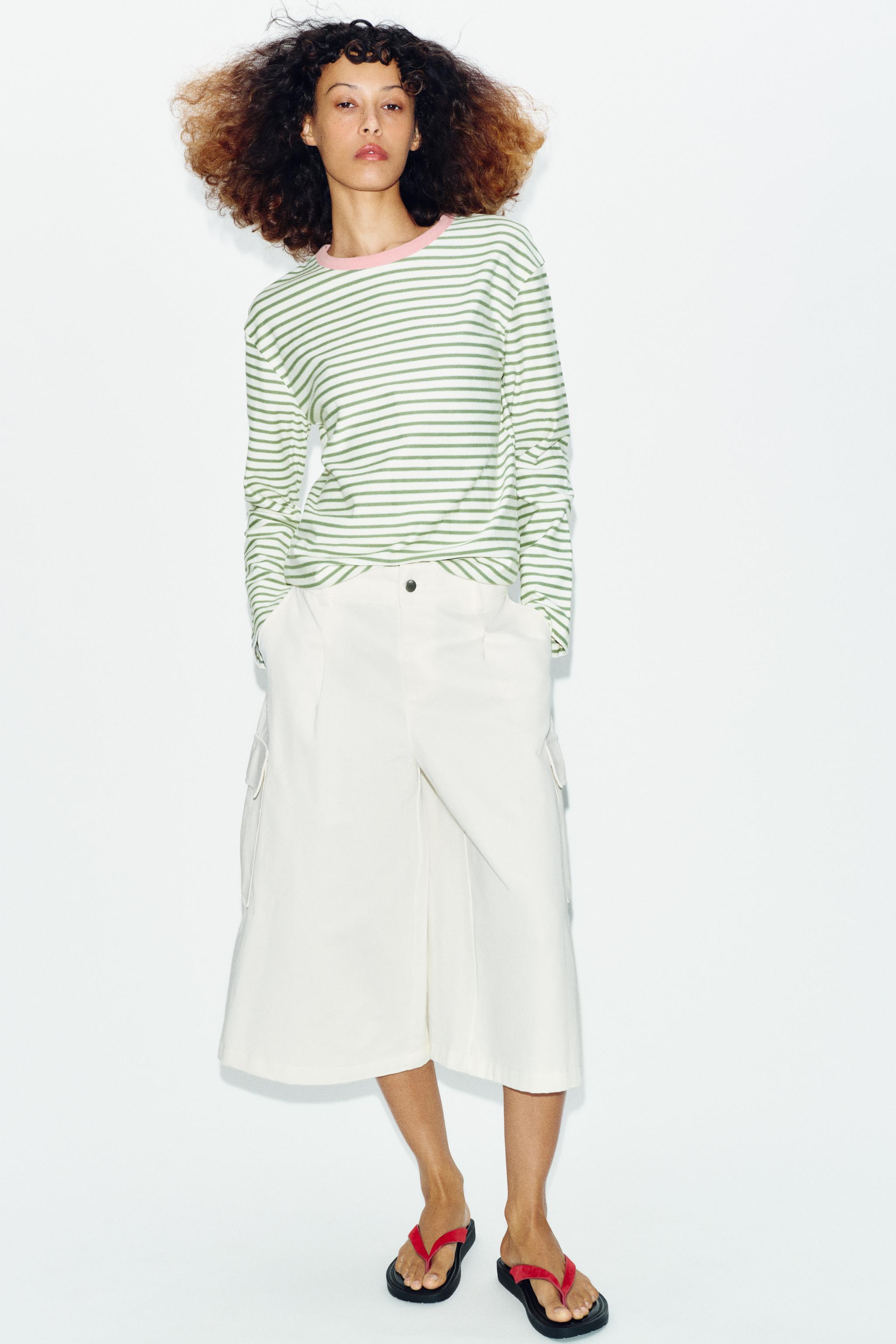 Футболка в полоску с длинным рукавом — ZARA