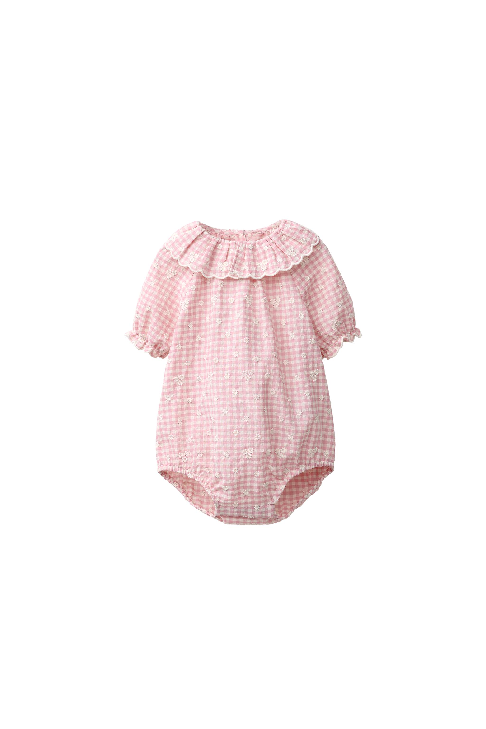 Боди в мелкую клетку с вышитыми цветами — ZARA