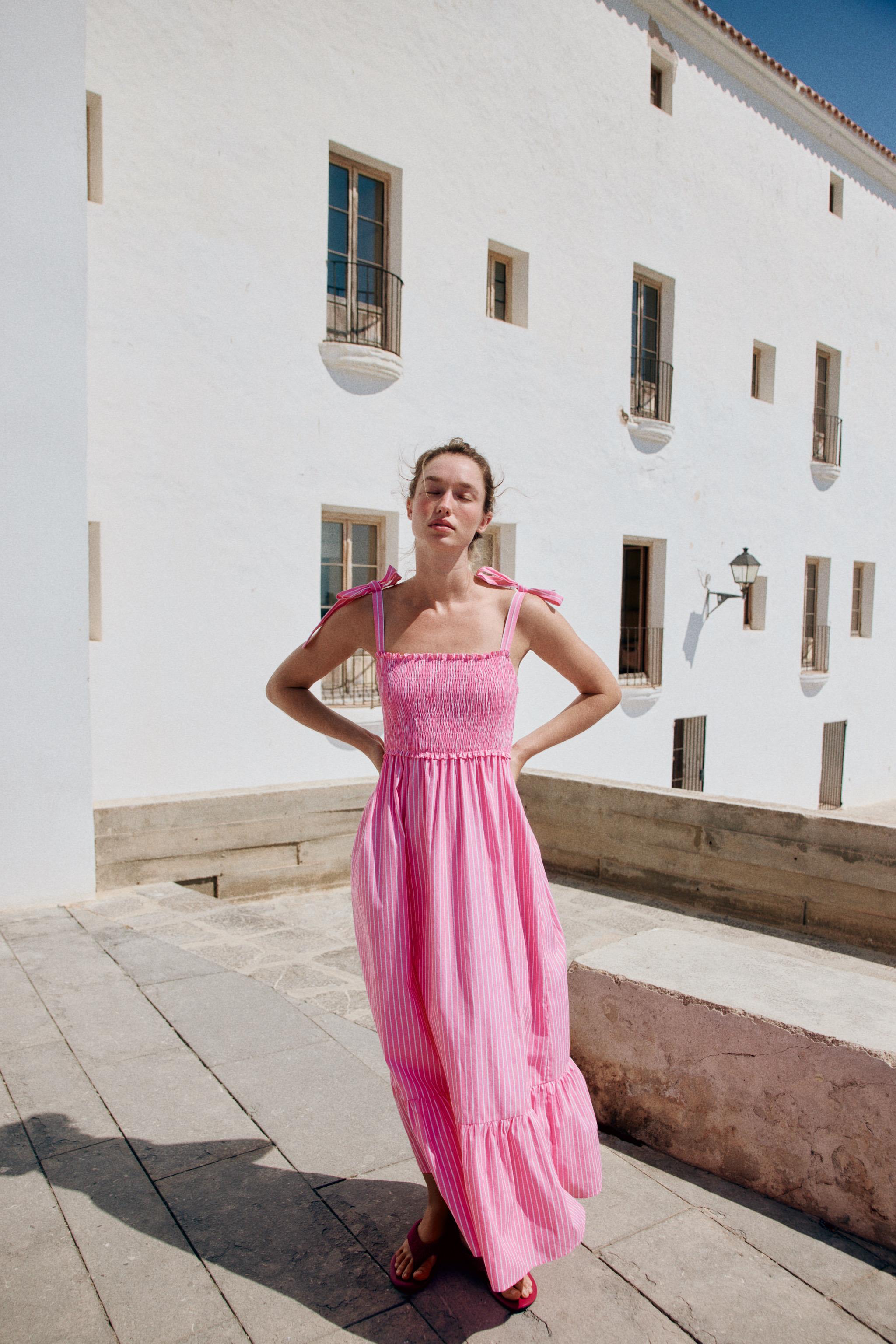 Платье в полоску с бантом — ZARA
