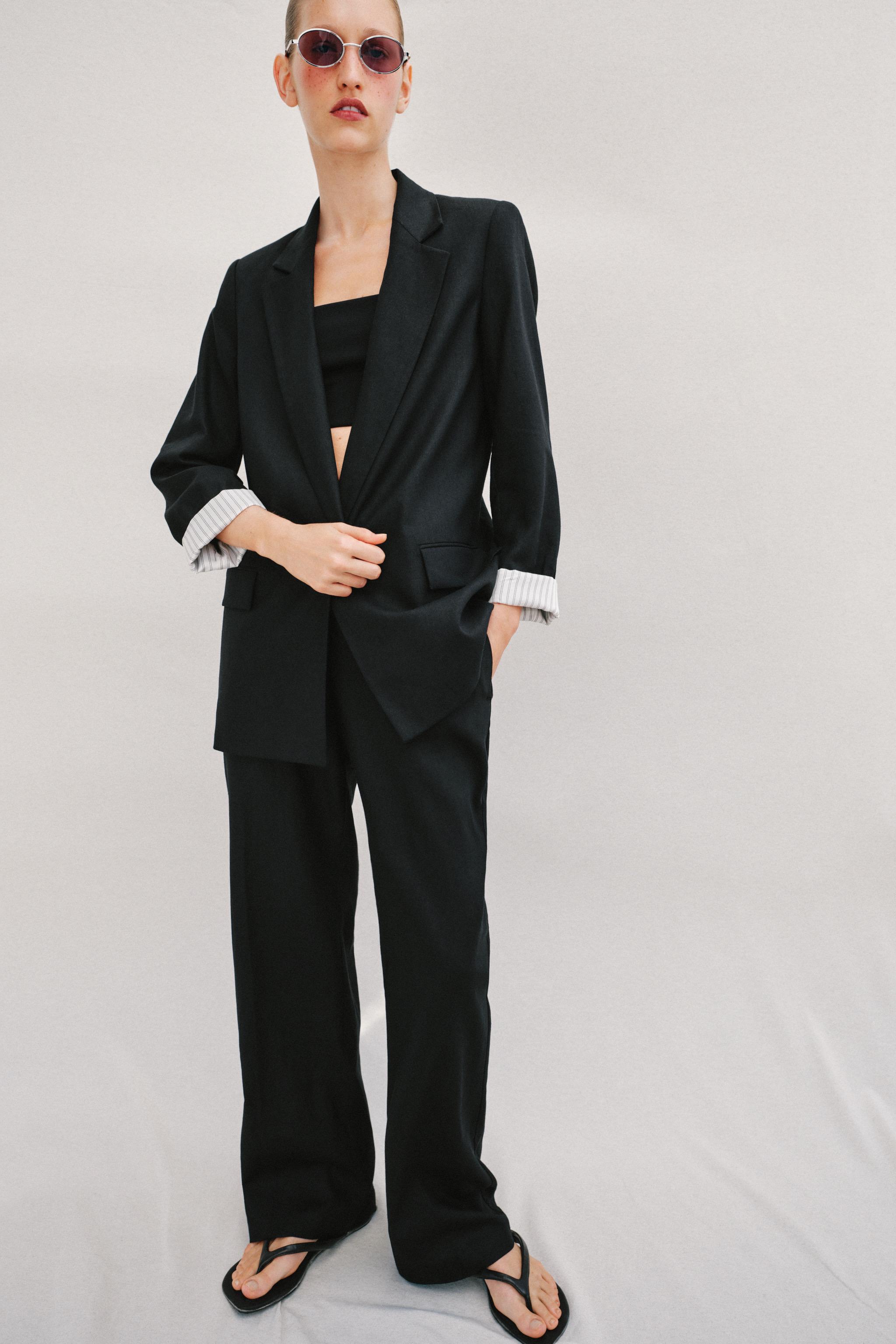 БЛЕЙЗЕР ИЗ ЛЬНА С ПОДВЕРНУТЫМИ РУКАВАМИ — ZARA