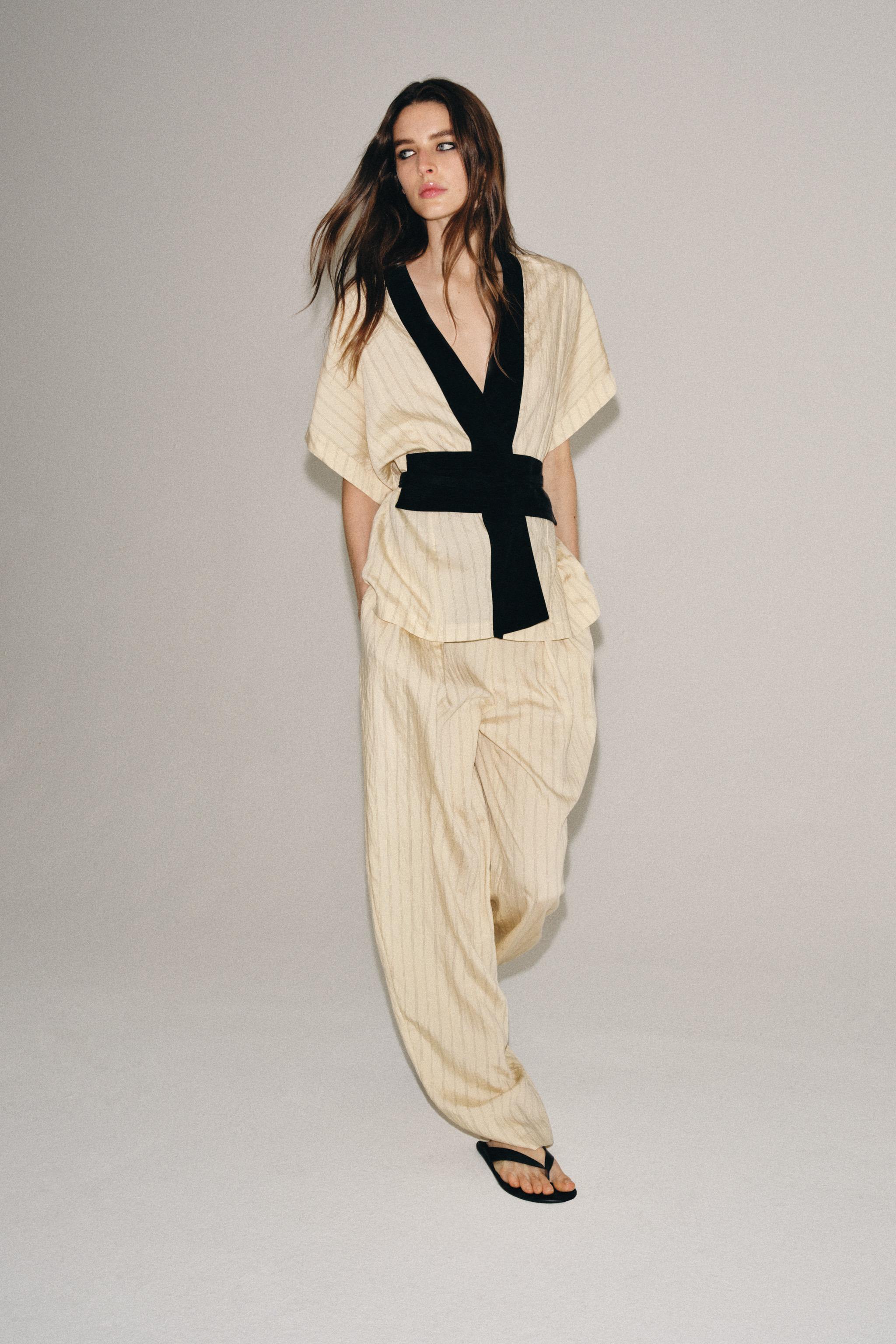 Рубашка ZW COLLECTION в полоску с запа́хом — ZARA