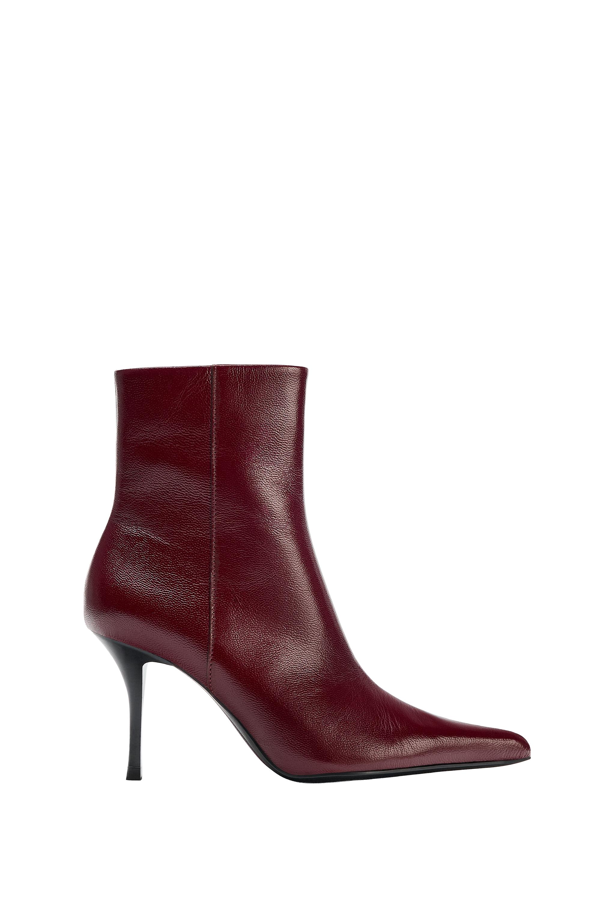 Кожаные ботильоны на каблуке — ZARA