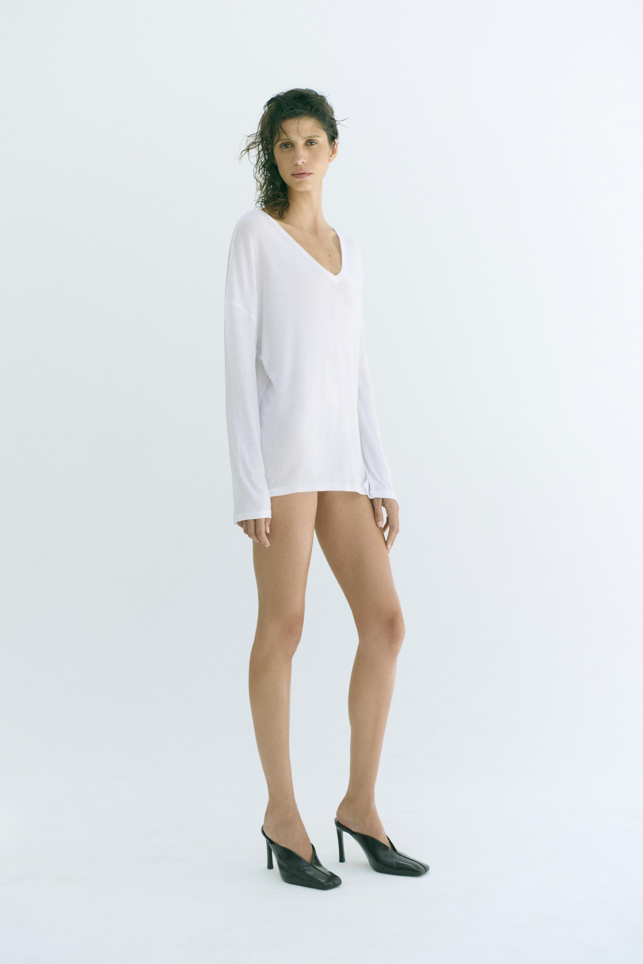 Футболка оверсайз из хлопка — ZARA