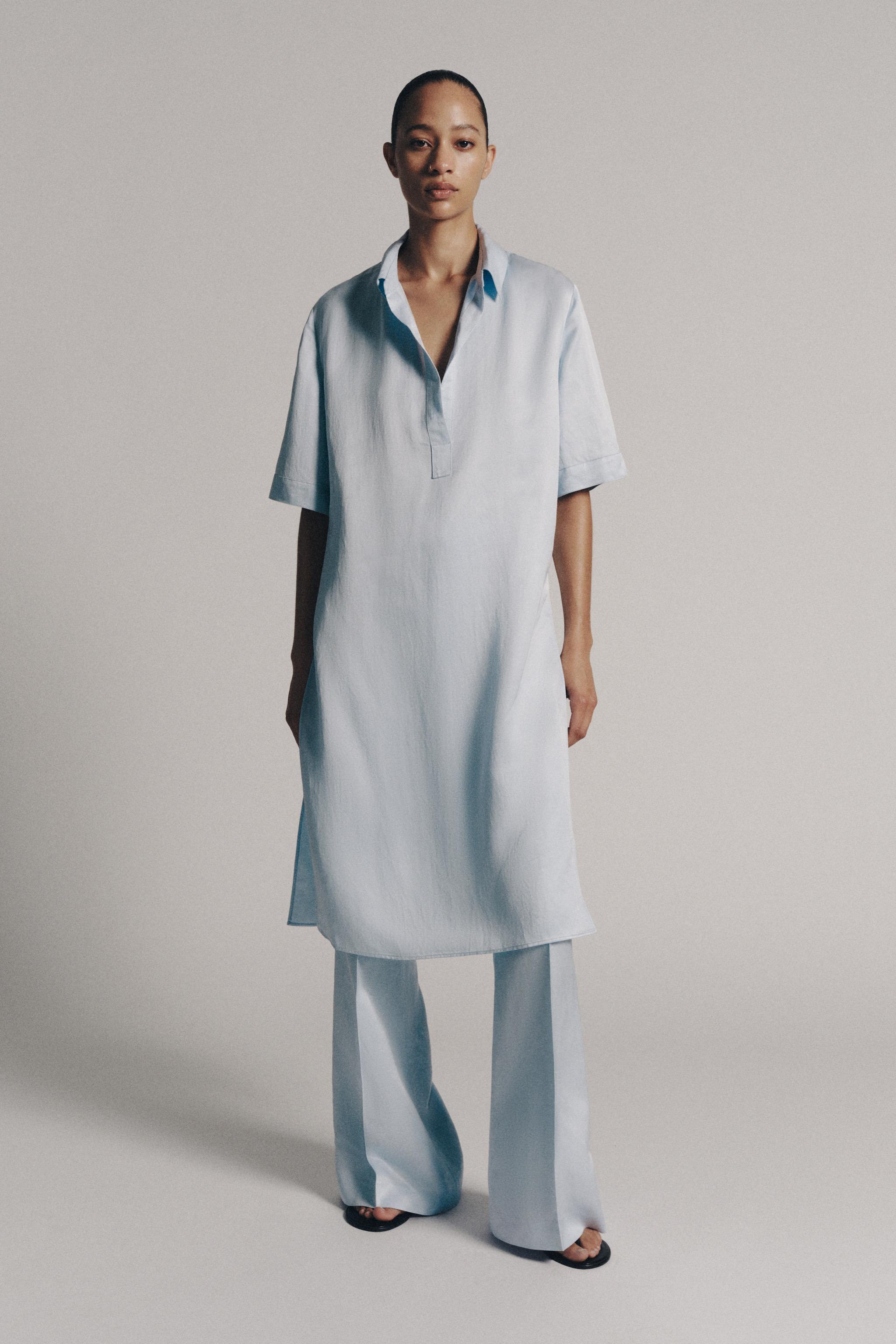 РУБАШКА-ТУНИКА ИЗ СМЕСОВОГО ЛЬНА — ZW COLLECTION — ZARA