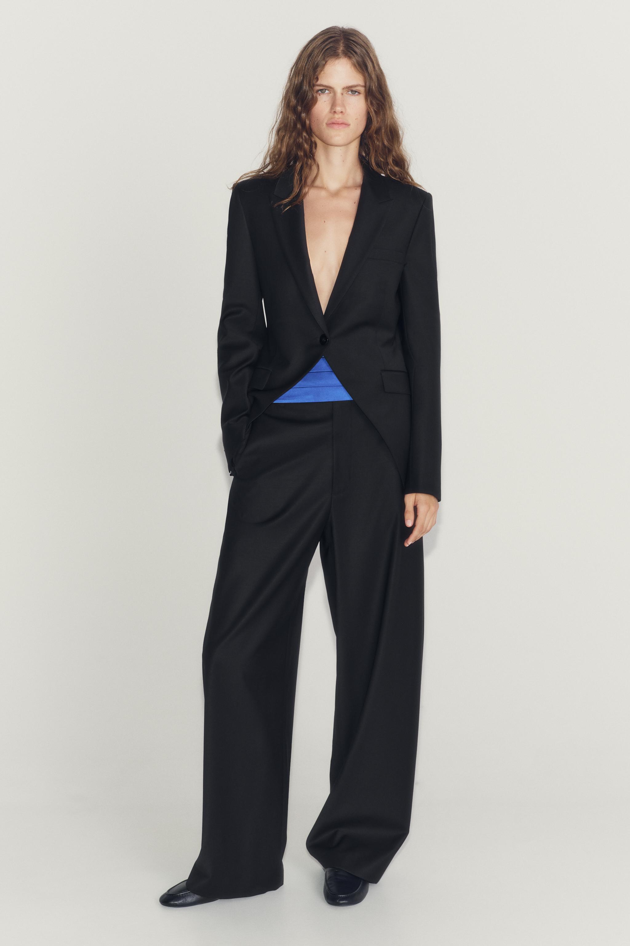 Блейзер асимметричного кроя из шерстяной смеси ZW COLLECTION — ZARA
