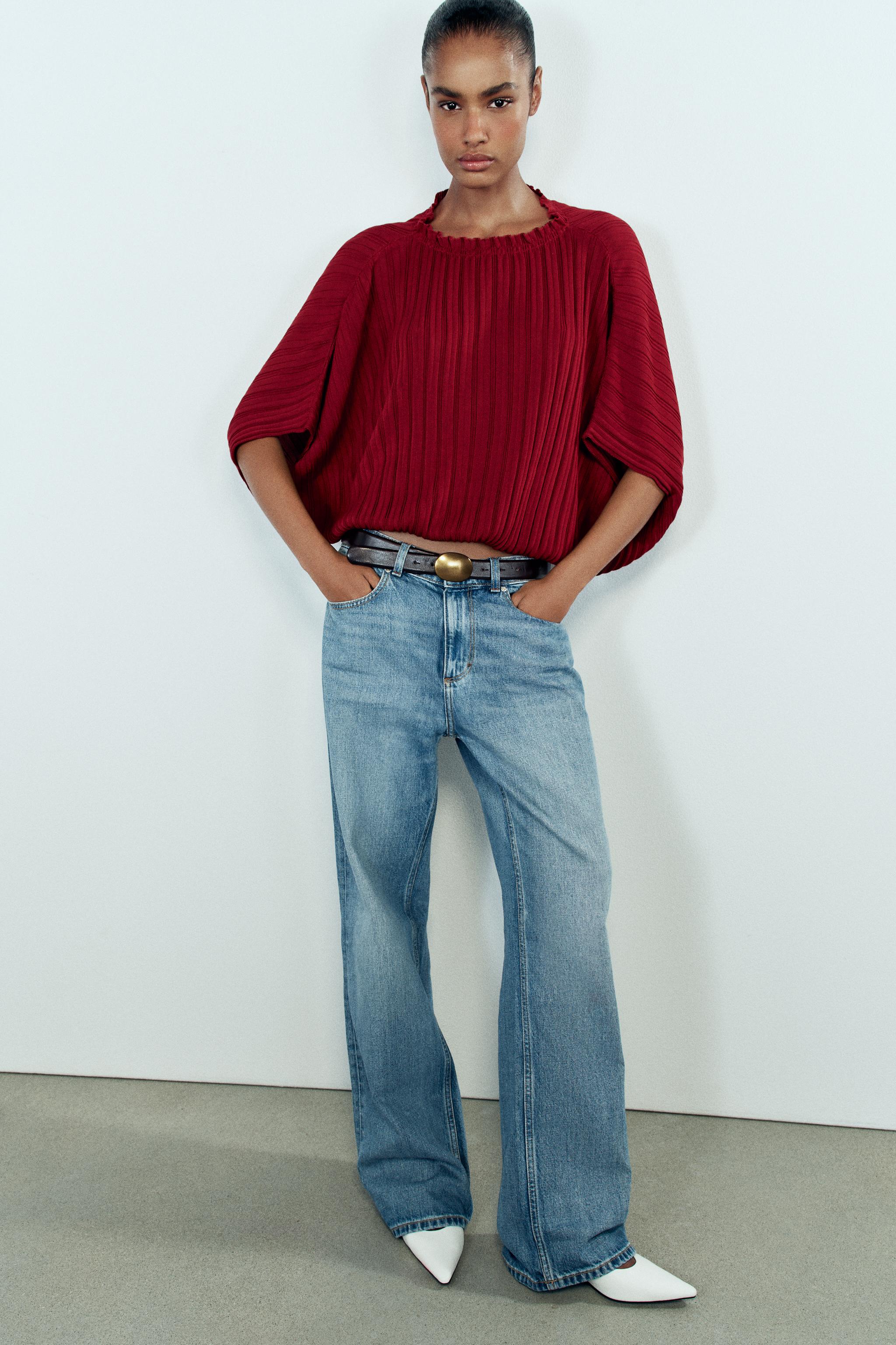 Топ крупной вязки с широкими рёбрами — ZARA