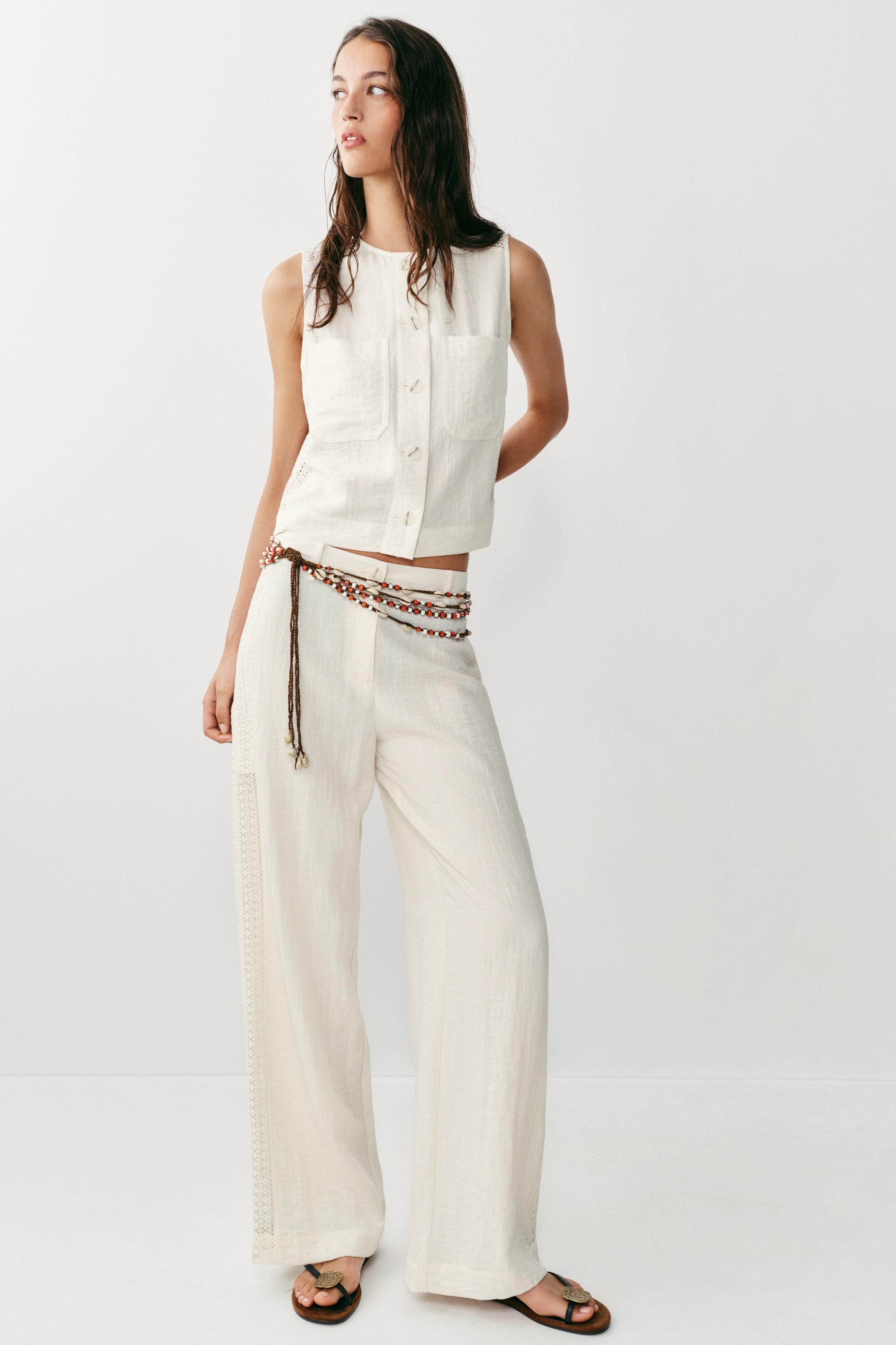 Брюки с боковыми кружевными вставками — ZARA