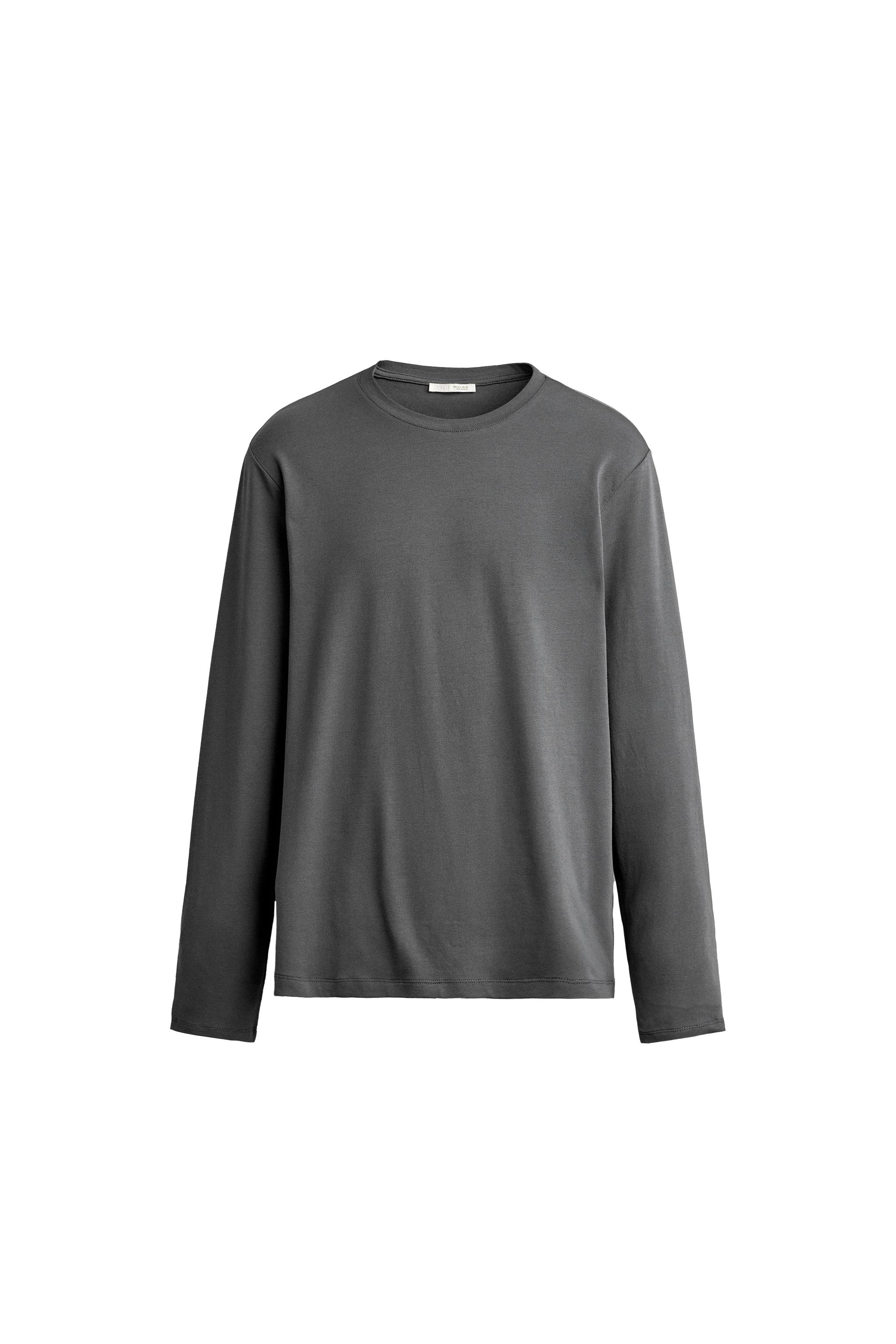 БАЗОВАЯ ФУТБОЛКА СЛИМ-ФИТ С ДЛИННЫМИ РУКАВАМИ — ZARA