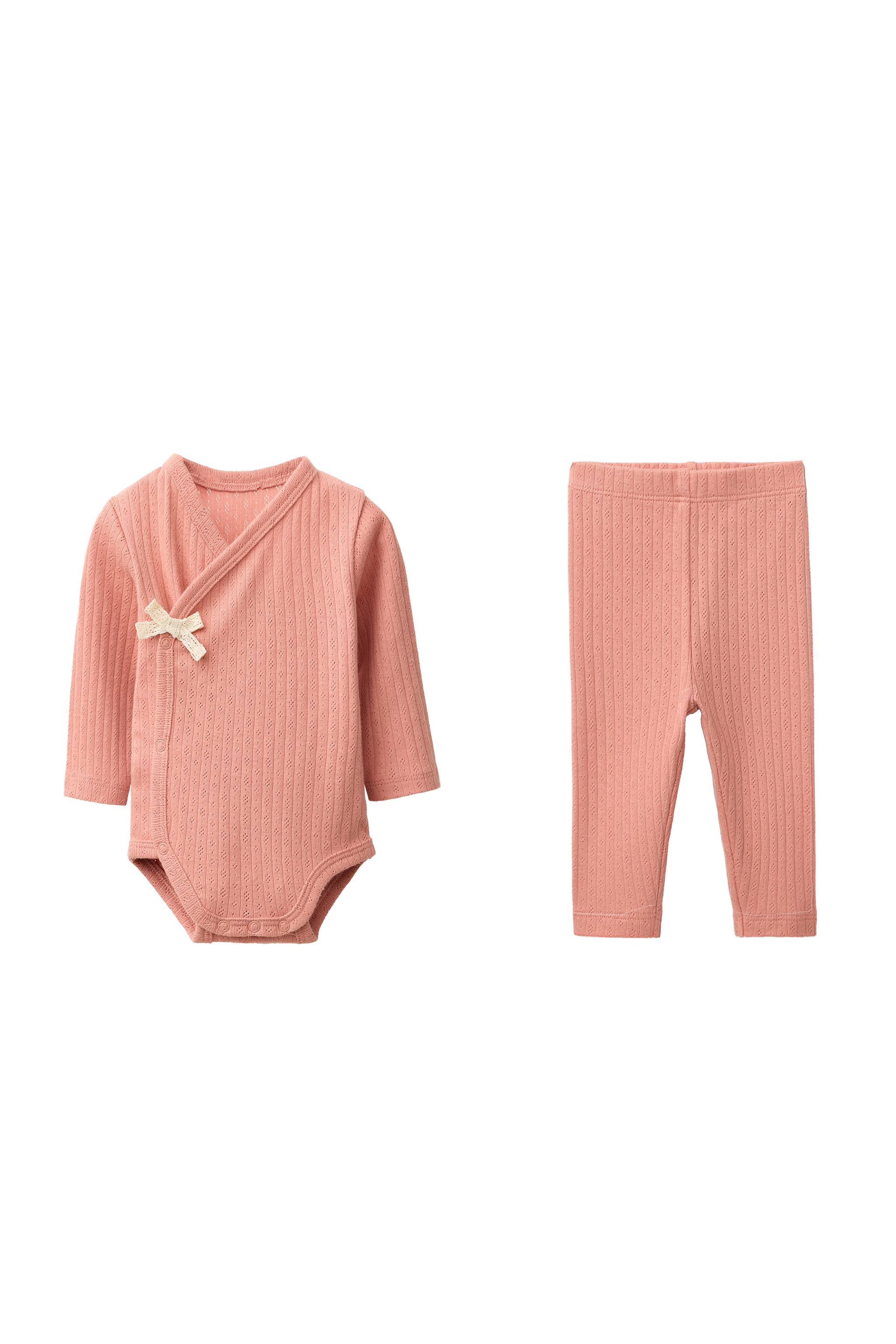 КОМПЛЕКТ ИЗ БОДИ С ЗАПАХОМ И ЛЕГИНСОВ С БАНТИКОМ — ZARA