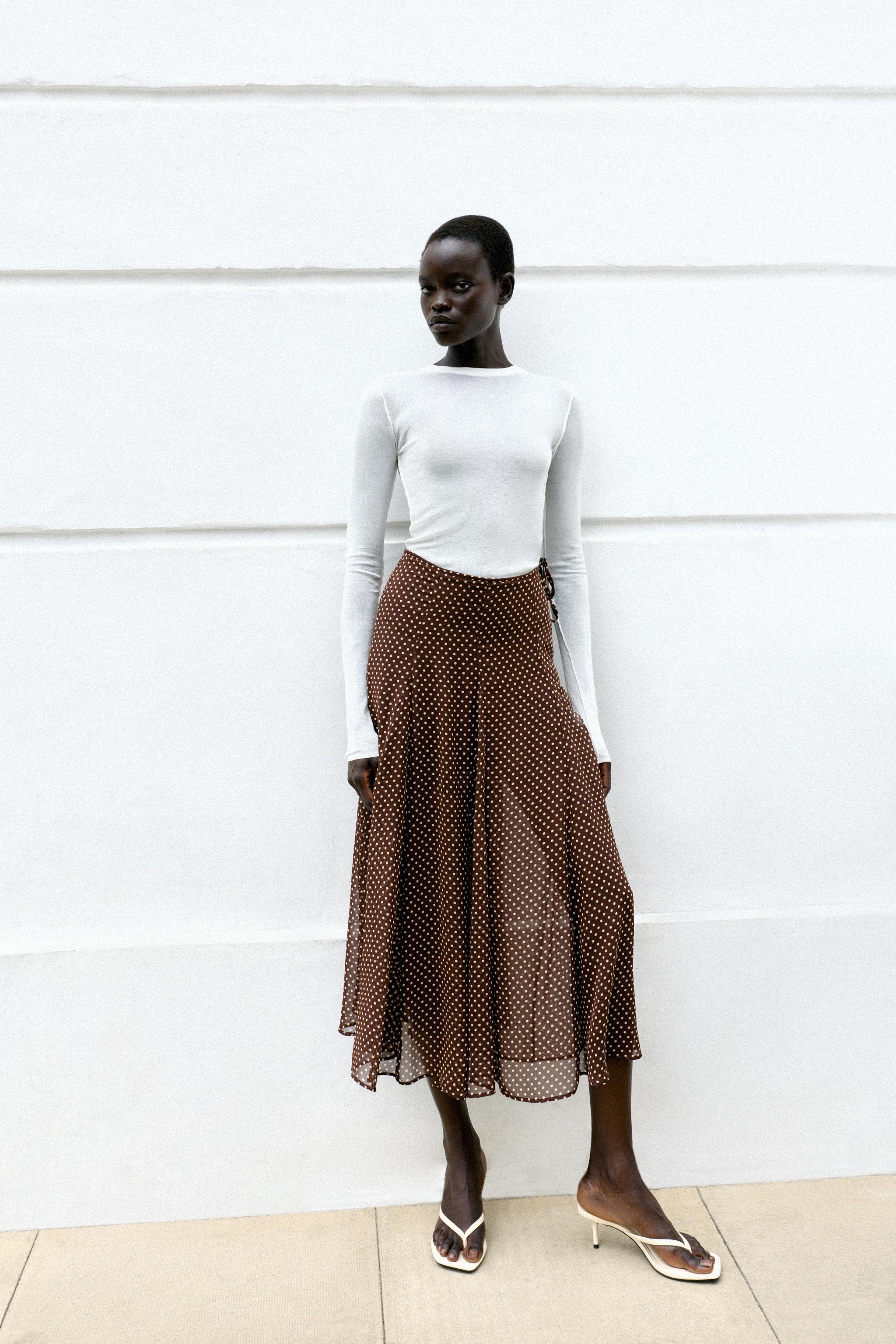 Юбка-миди в горошек — ZARA