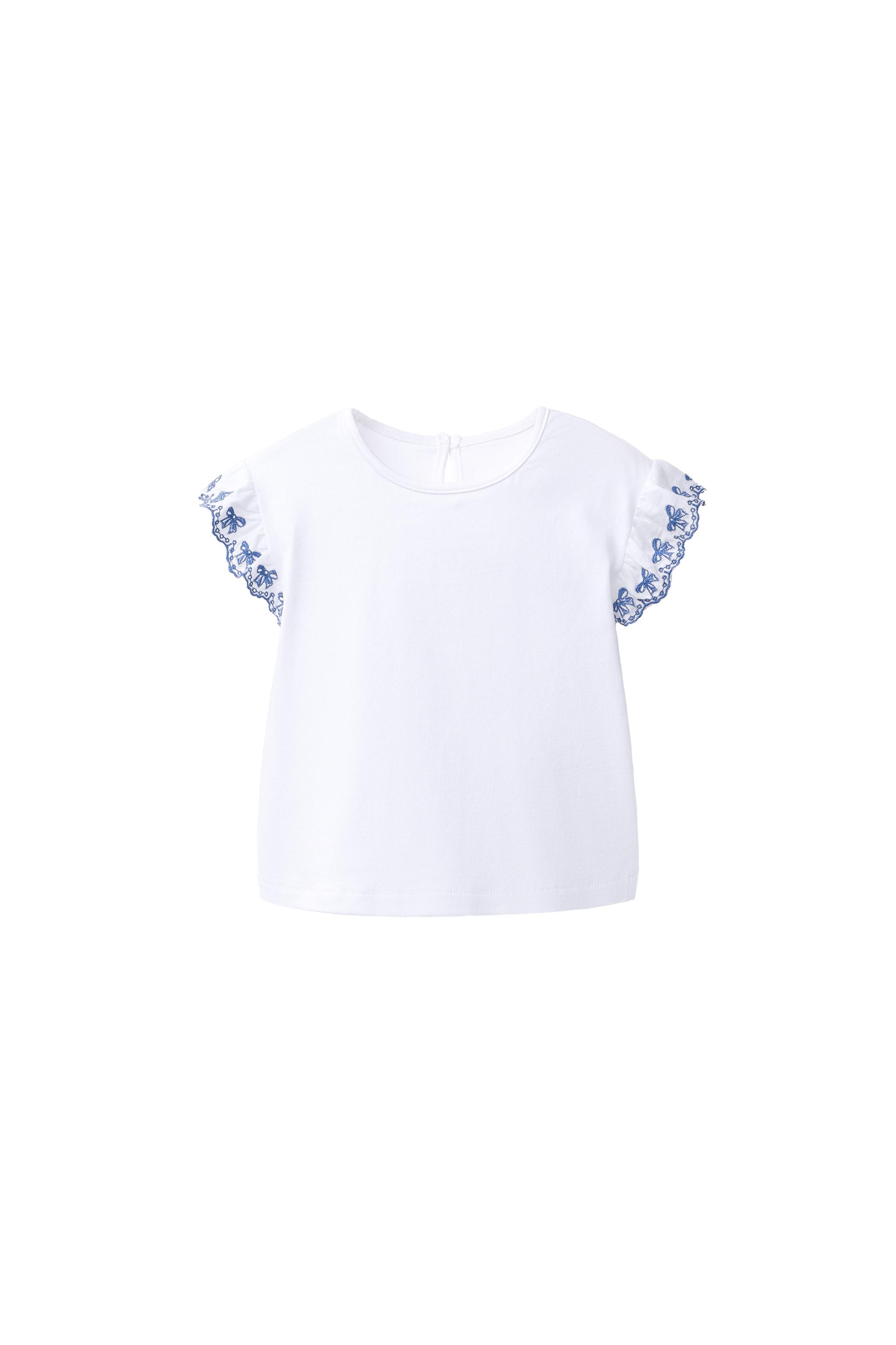 Футболка с вышивкой и контрастными деталями — ZARA
