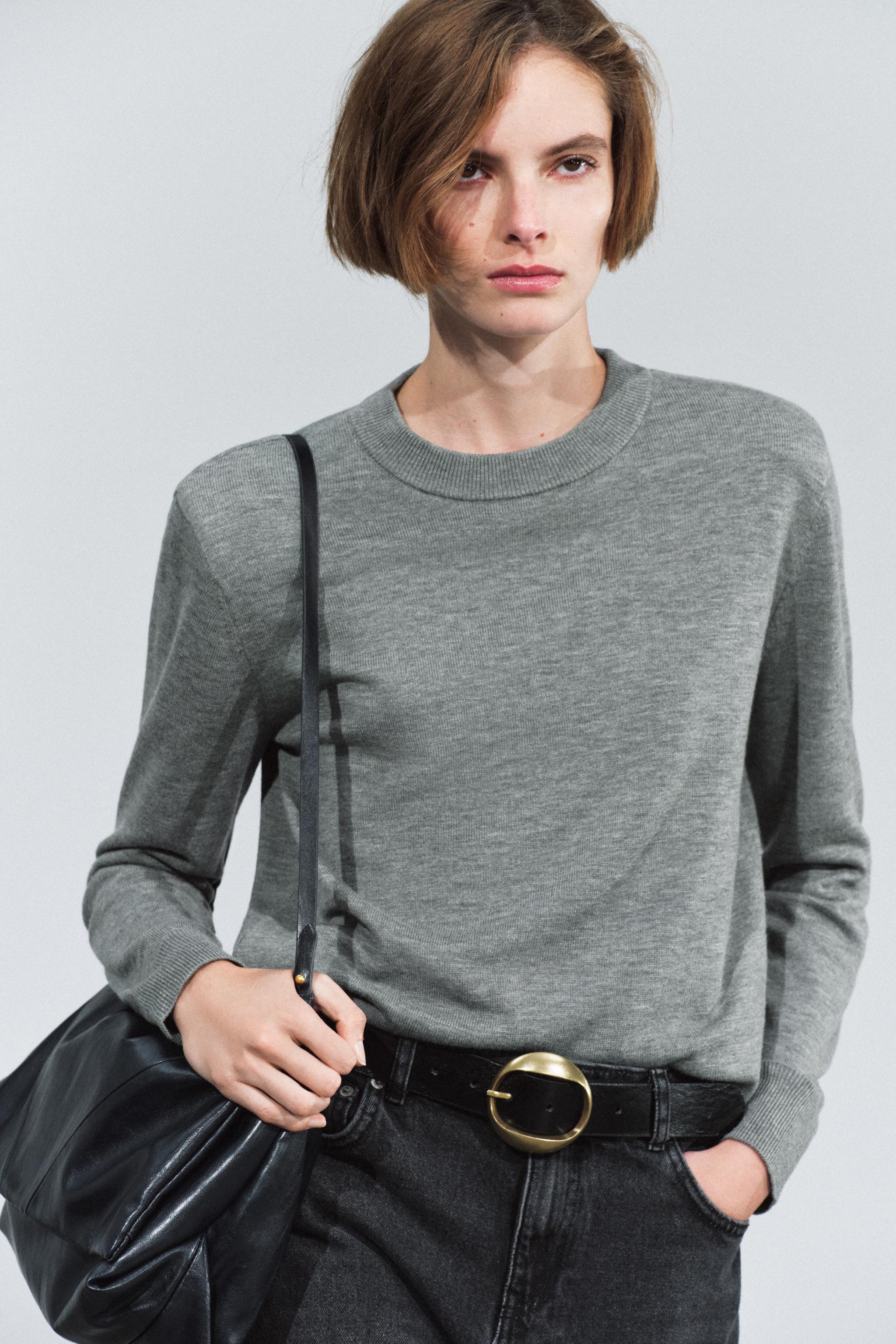 100% LEATHER CIRCULAR BUCKLE BELT — ZARA
