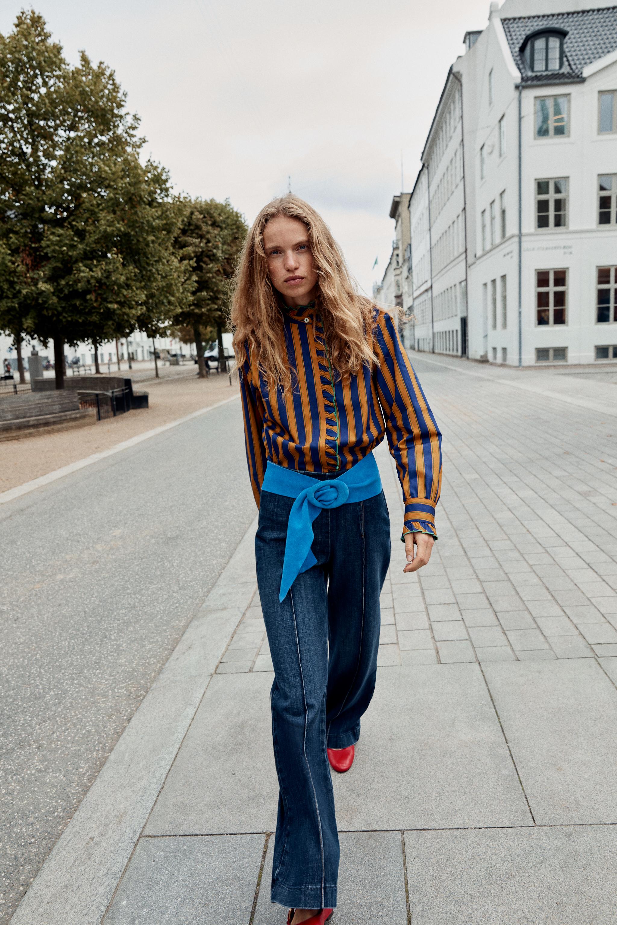 Блуза в полоску с рюшами — ZARA