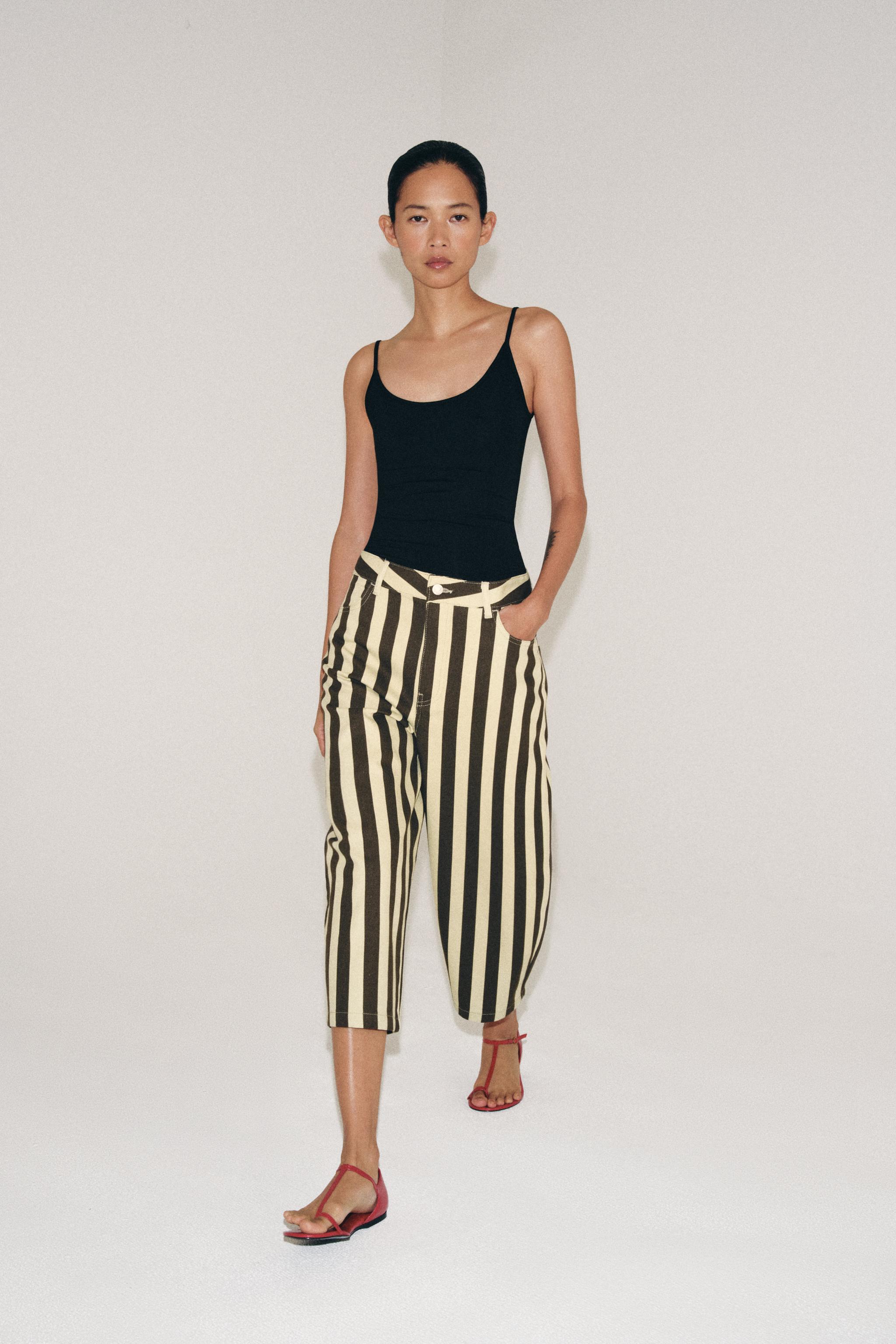 Брюки ZW COLLECTION укороченного кроя в полоску — ZARA