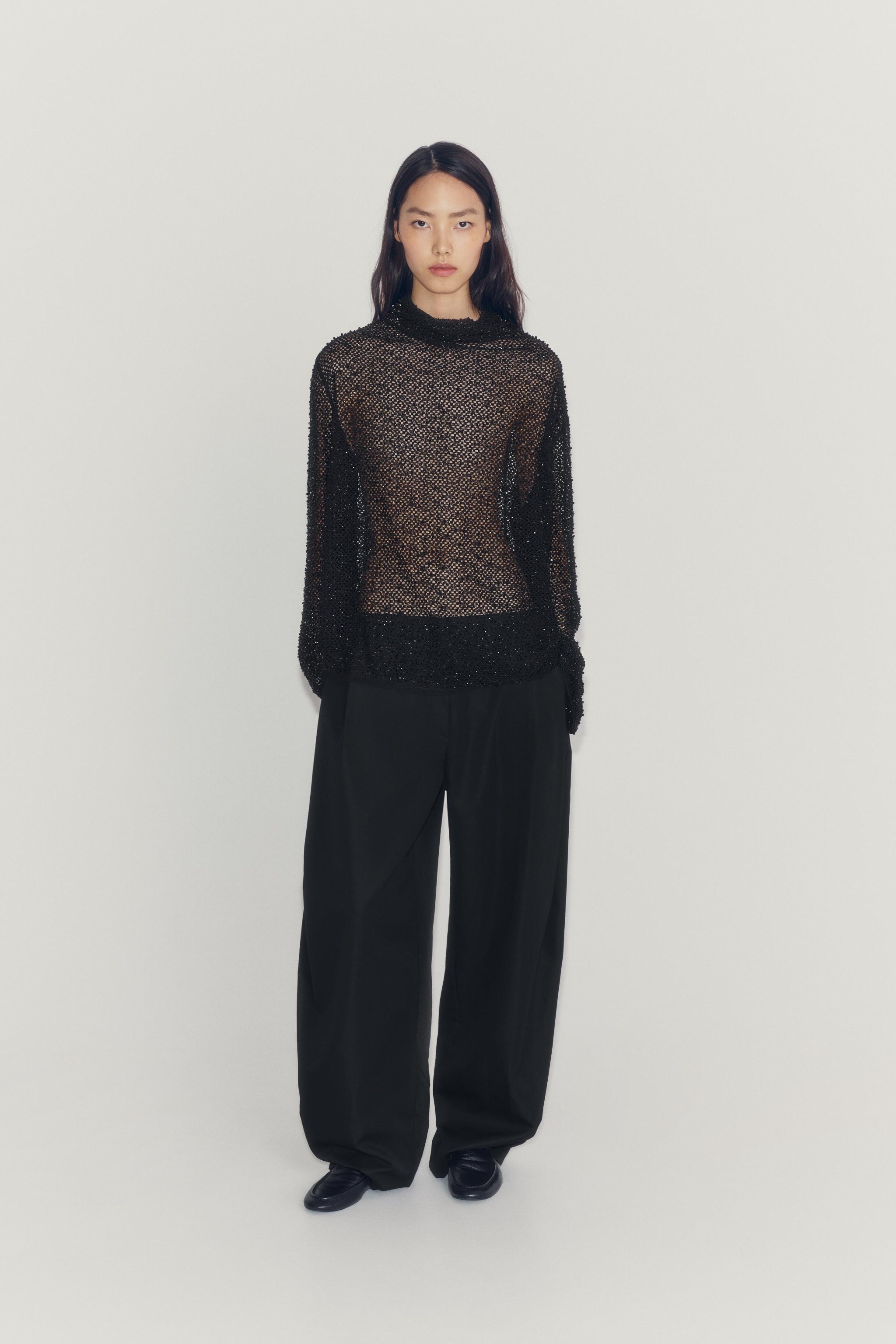РУБАШКА С ДЕКОРОМ ИЗ БУСИН ZW COLLECTION — ZARA