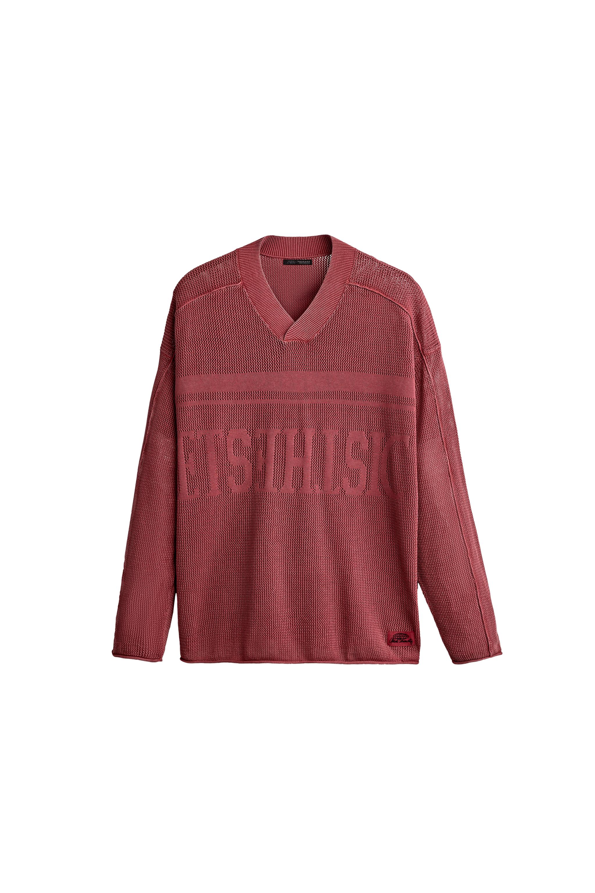 ЖАККАРДОВЫЙ СВИТЕР С СЕТЧАТОЙ ТЕКСТУРОЙ И ЭФФЕКТОМ СТИРКИ — ZARA