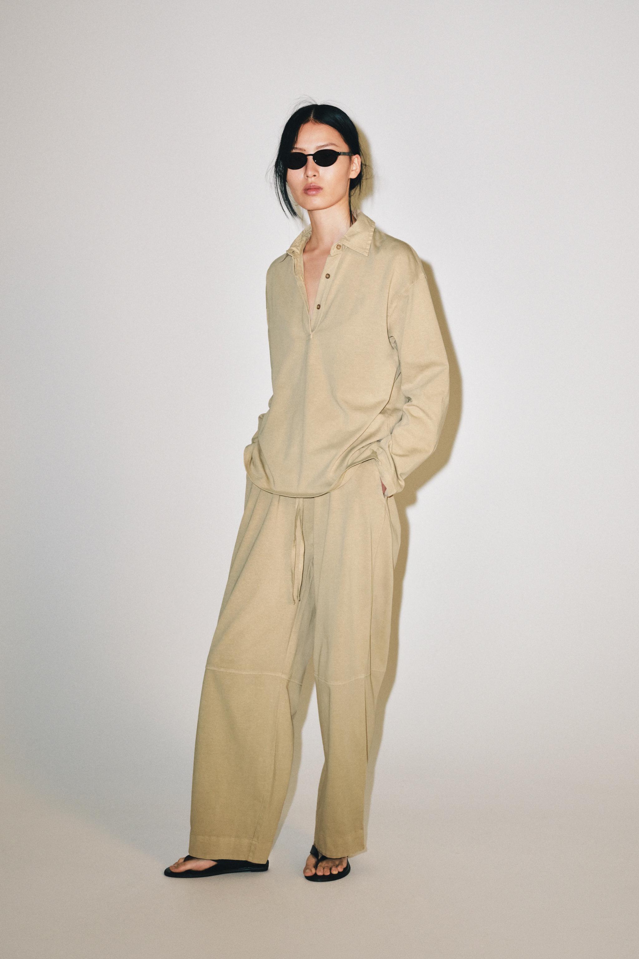 Брюки силуэта "баллон" из хлопка — ZARA