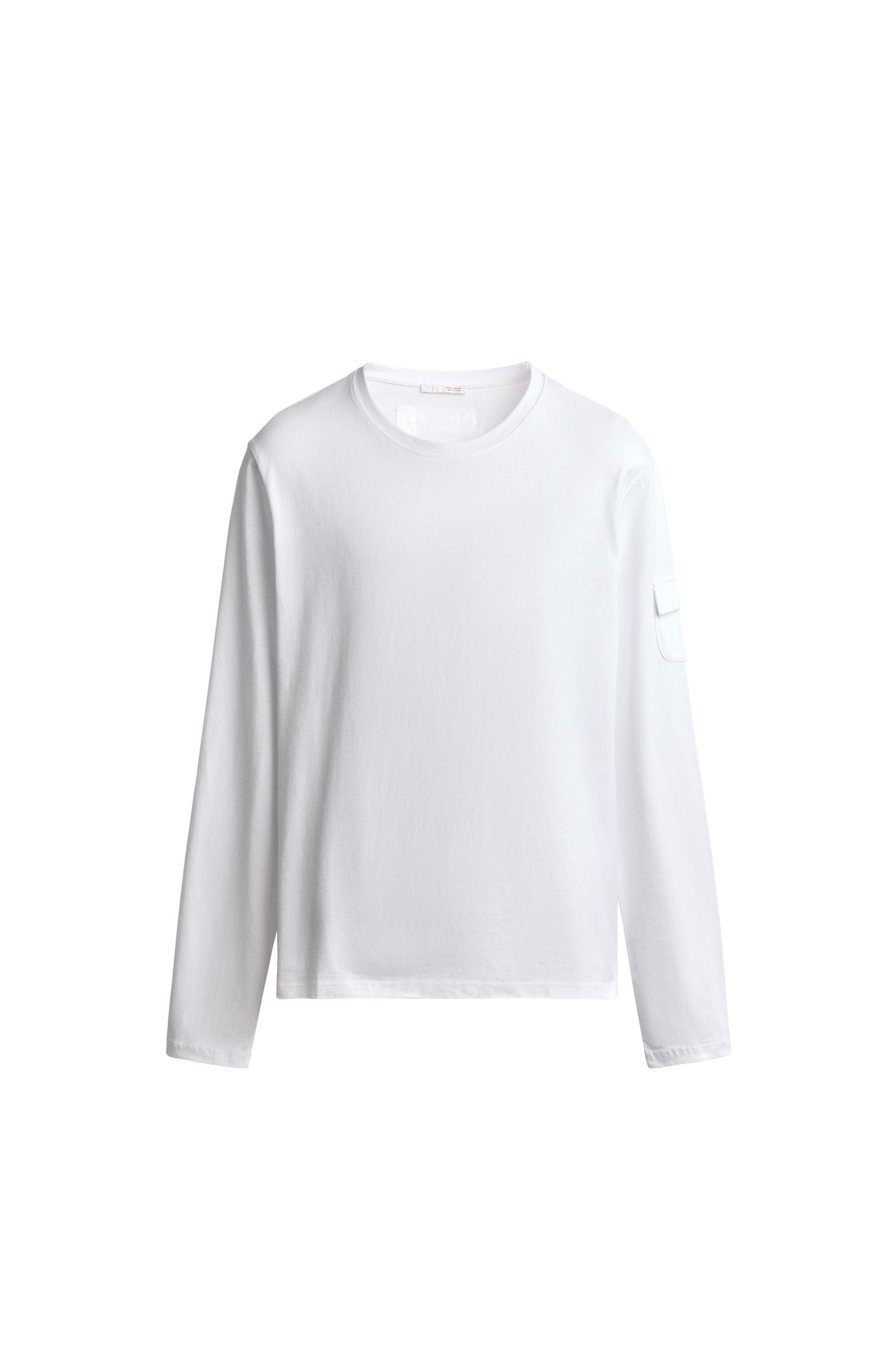 Футболка с длинным рукавом и карманом — ZARA