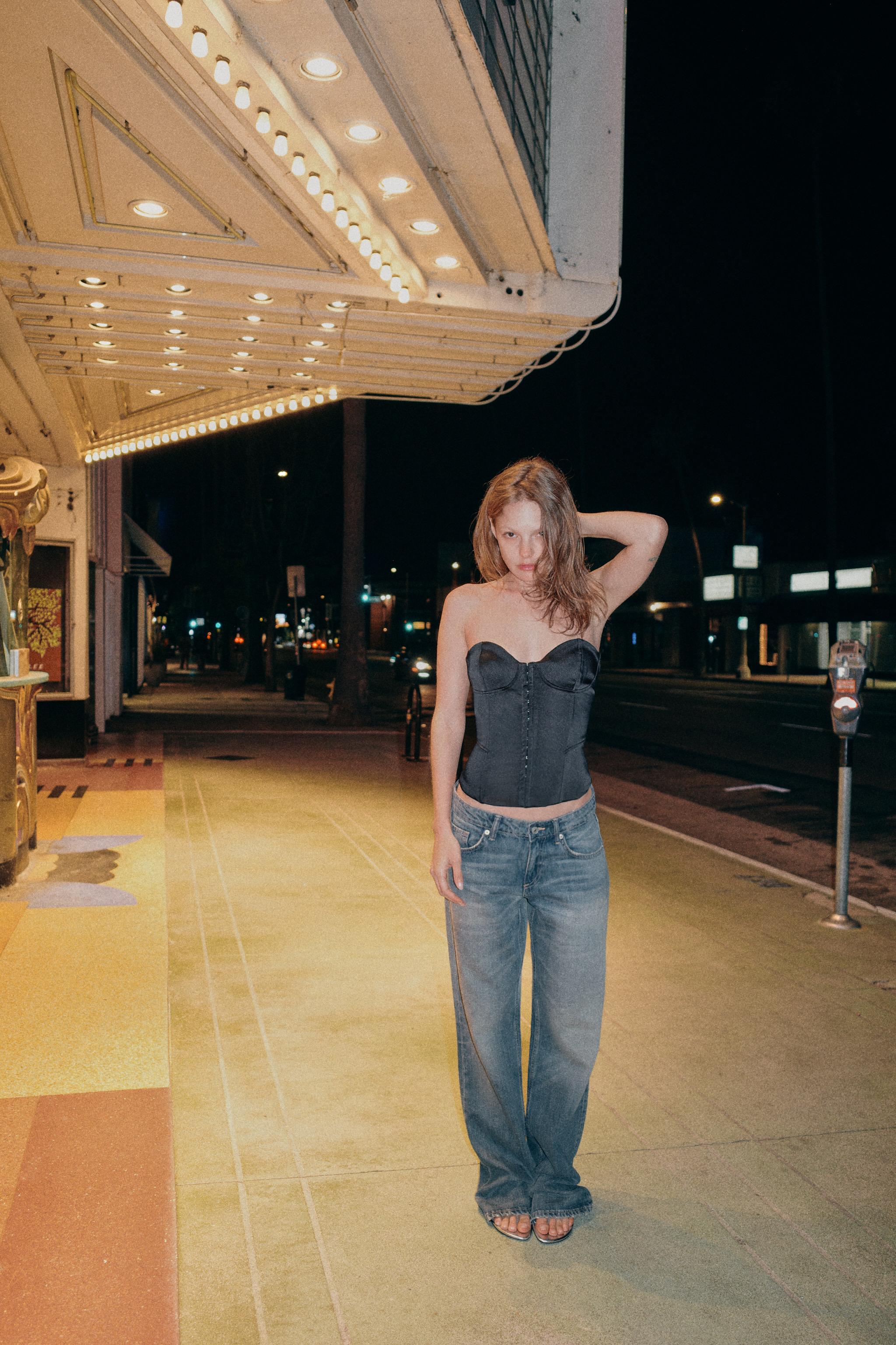 Топ-бандо в стиле корсета из сатина — ZARA