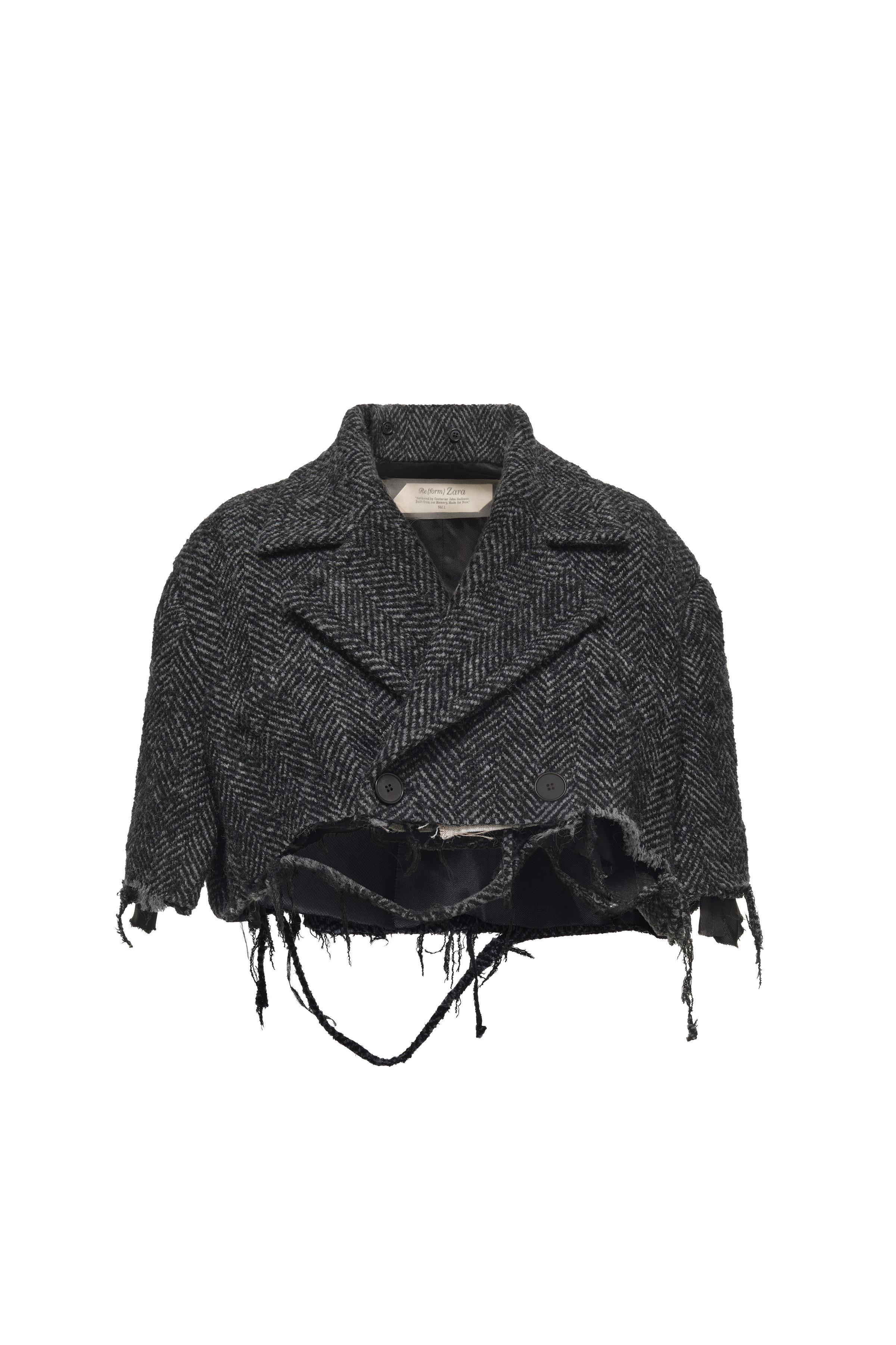 Укороченное пальто в ёлочку с бахромой · лимитированная серия — ZARA
