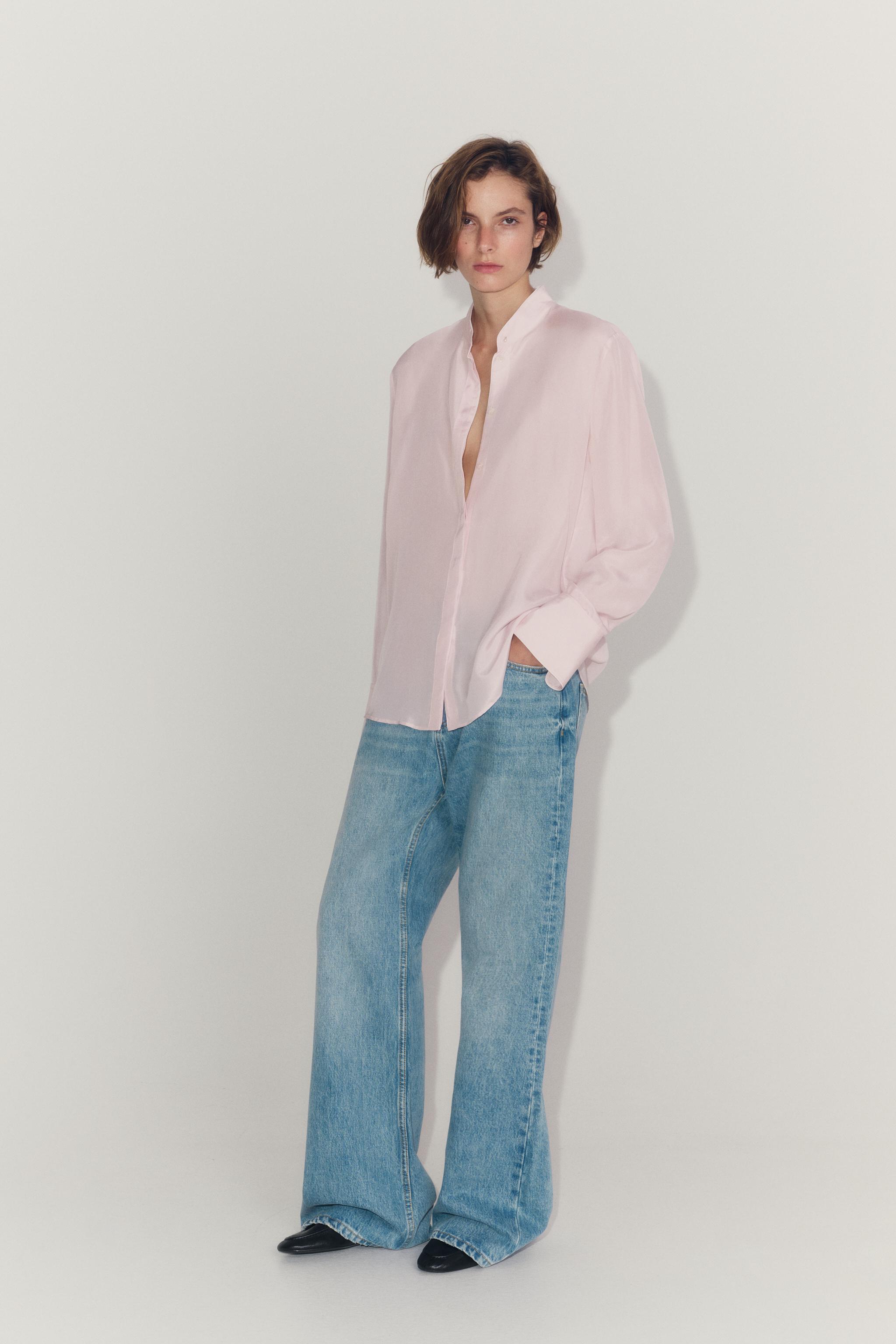 Рубашка из 100% шёлка с кантом из коллекции ZW COLLECTION — ZARA