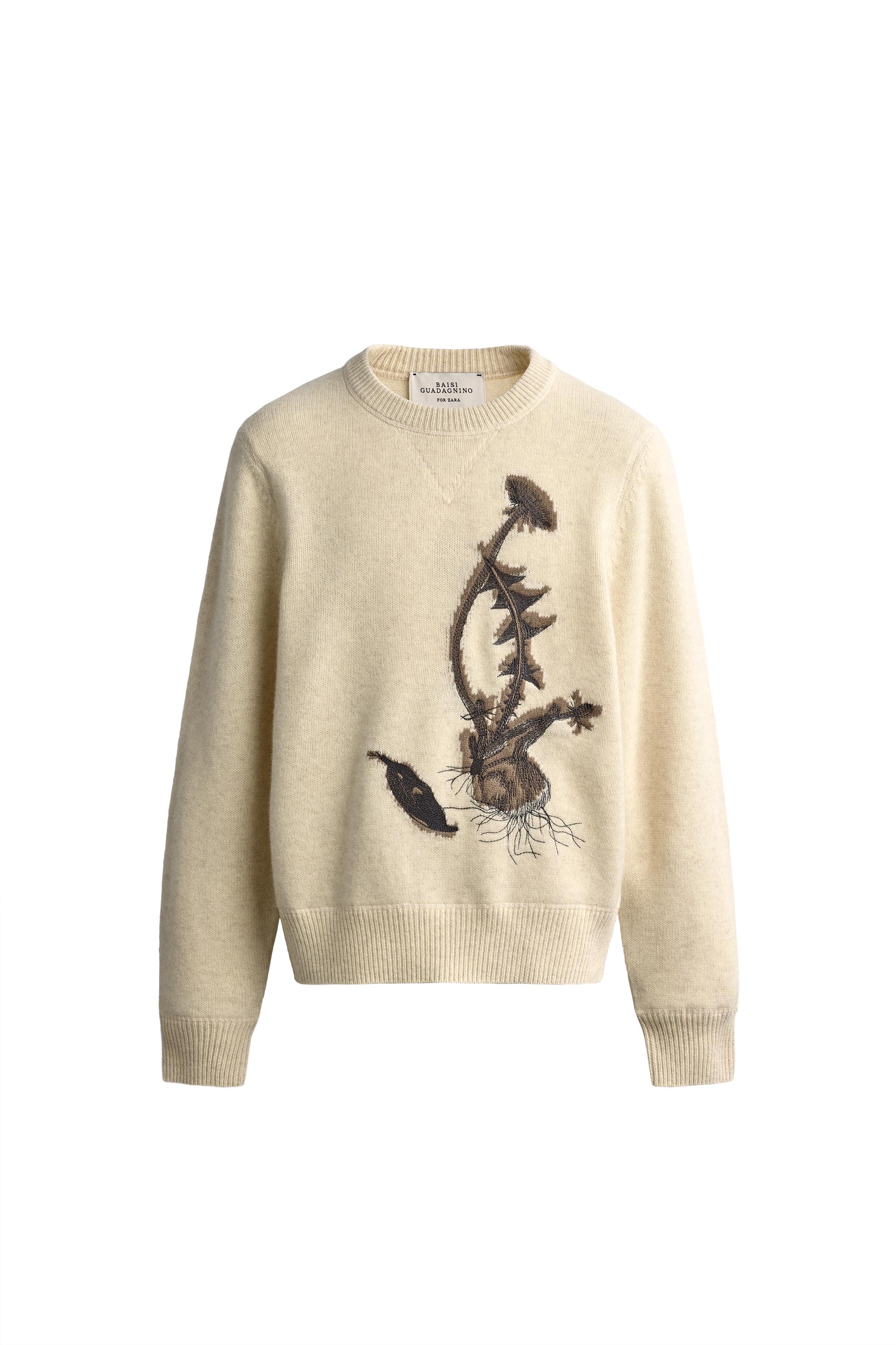 INTARSIA EMBROIDERED WOOL JUMPER — ZARA