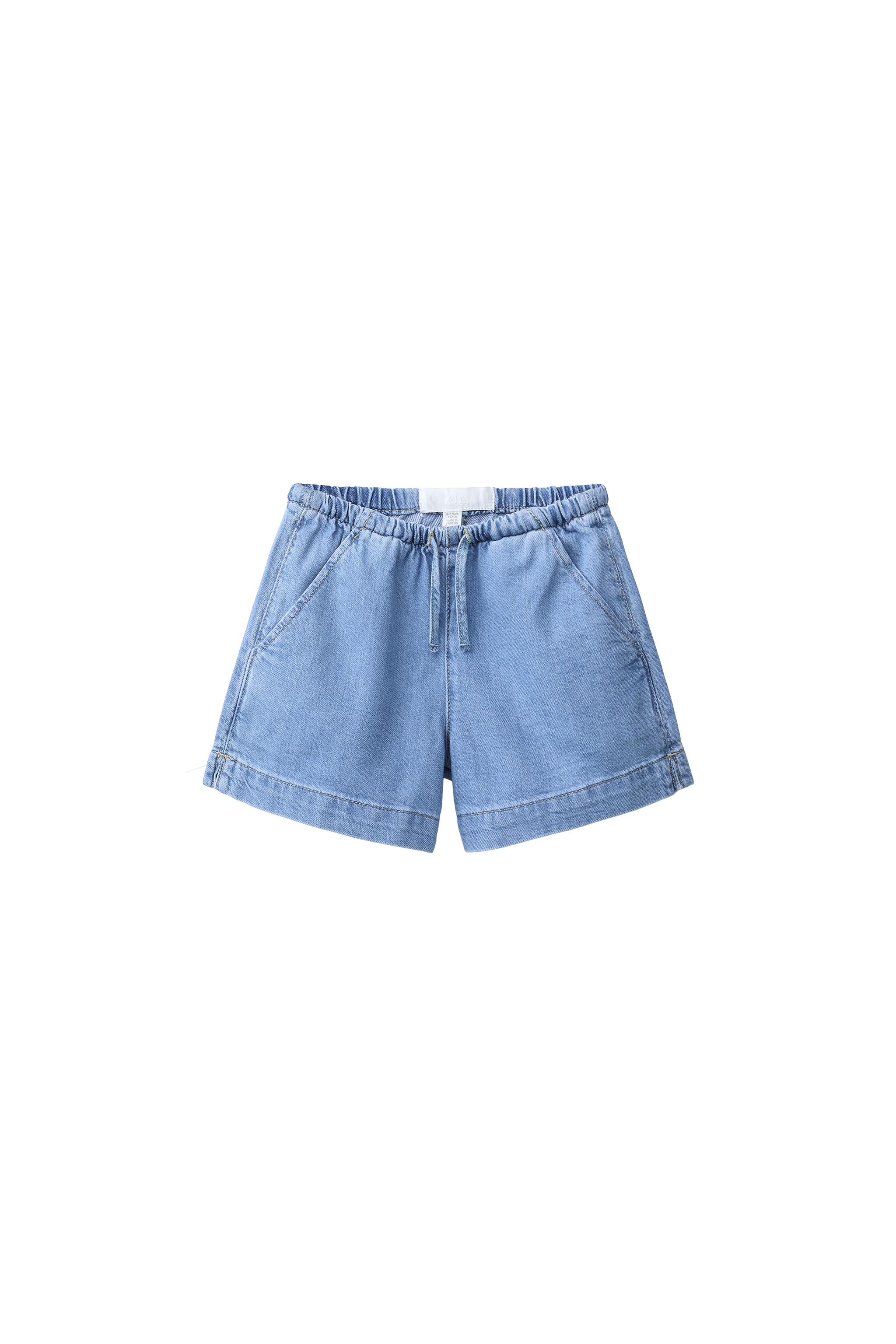 Бермуды из денима с эластичным поясом — ZARA