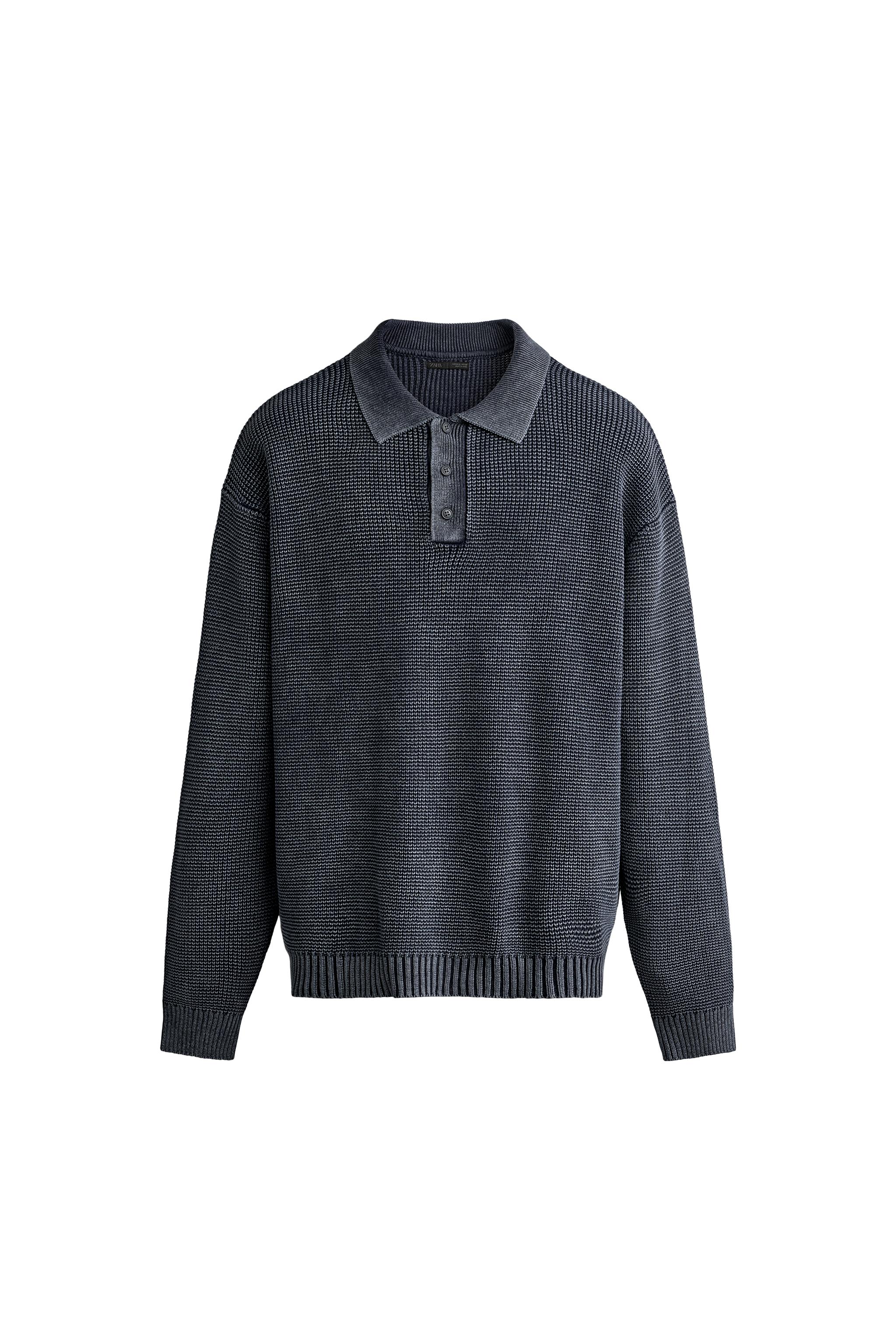 WASHED COTTON KNIT POLO SHIRT — ZARA