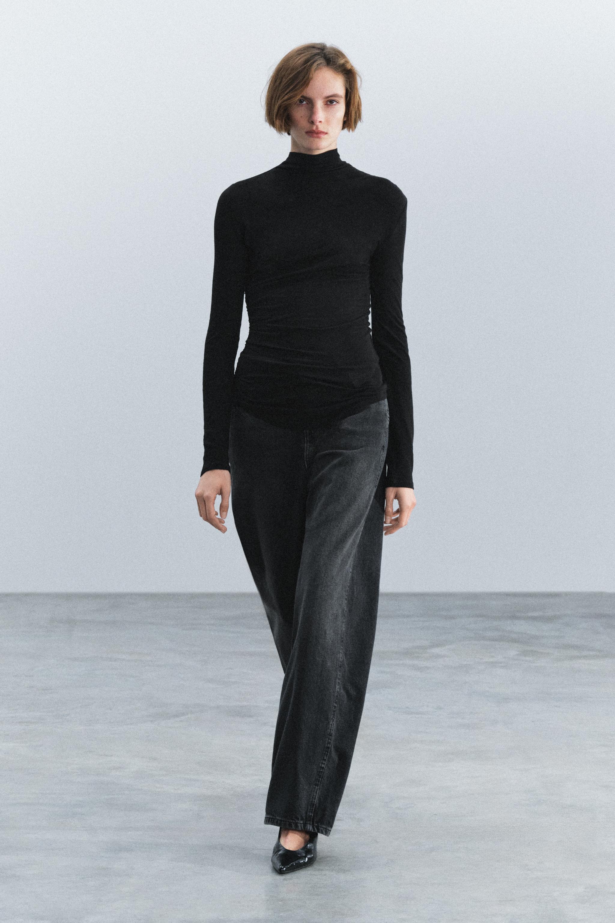 HIGH NECK RUCHED TOP — ZARA