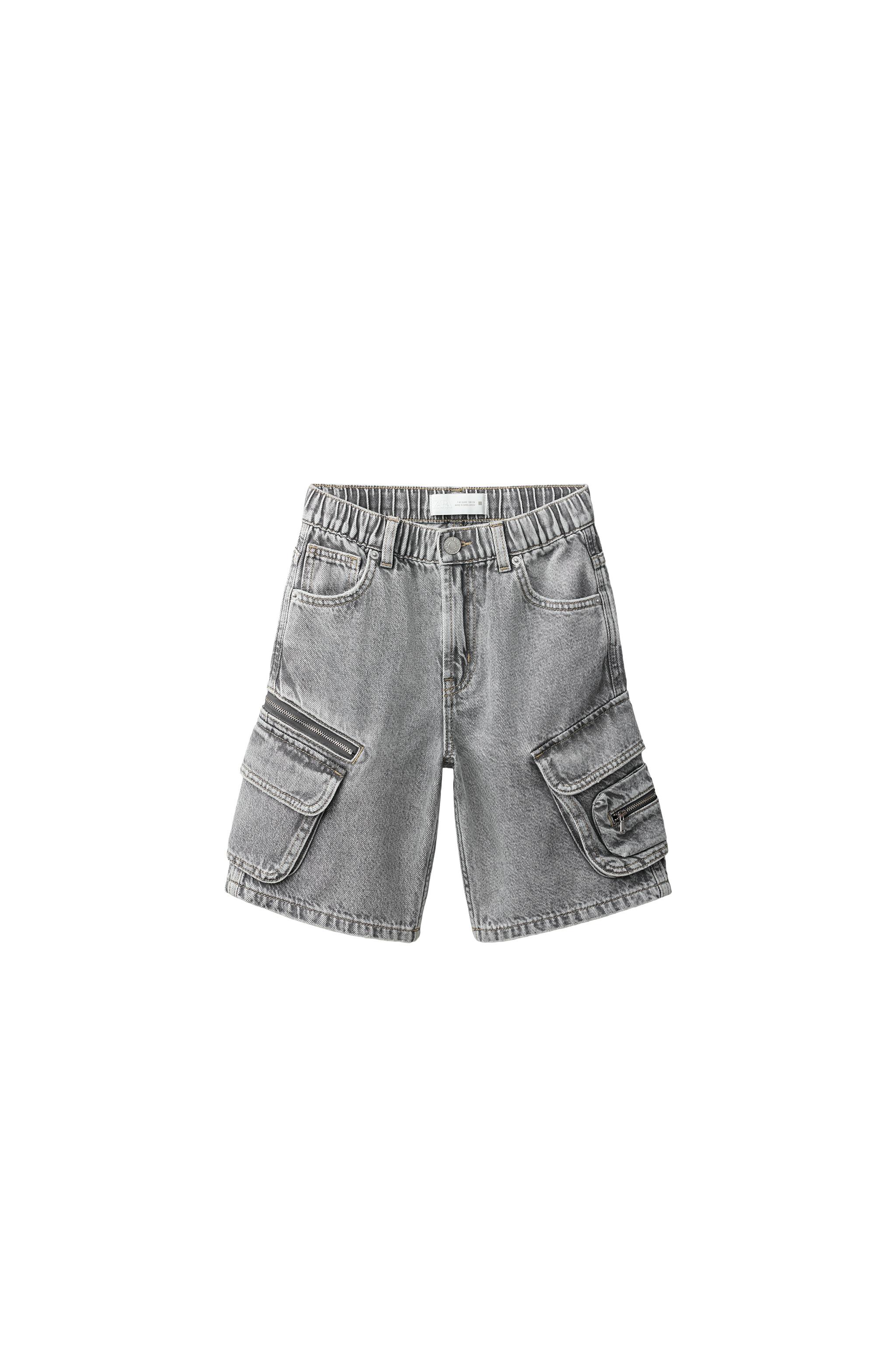 Денимовые бермуды карго с множеством карманов — ZARA