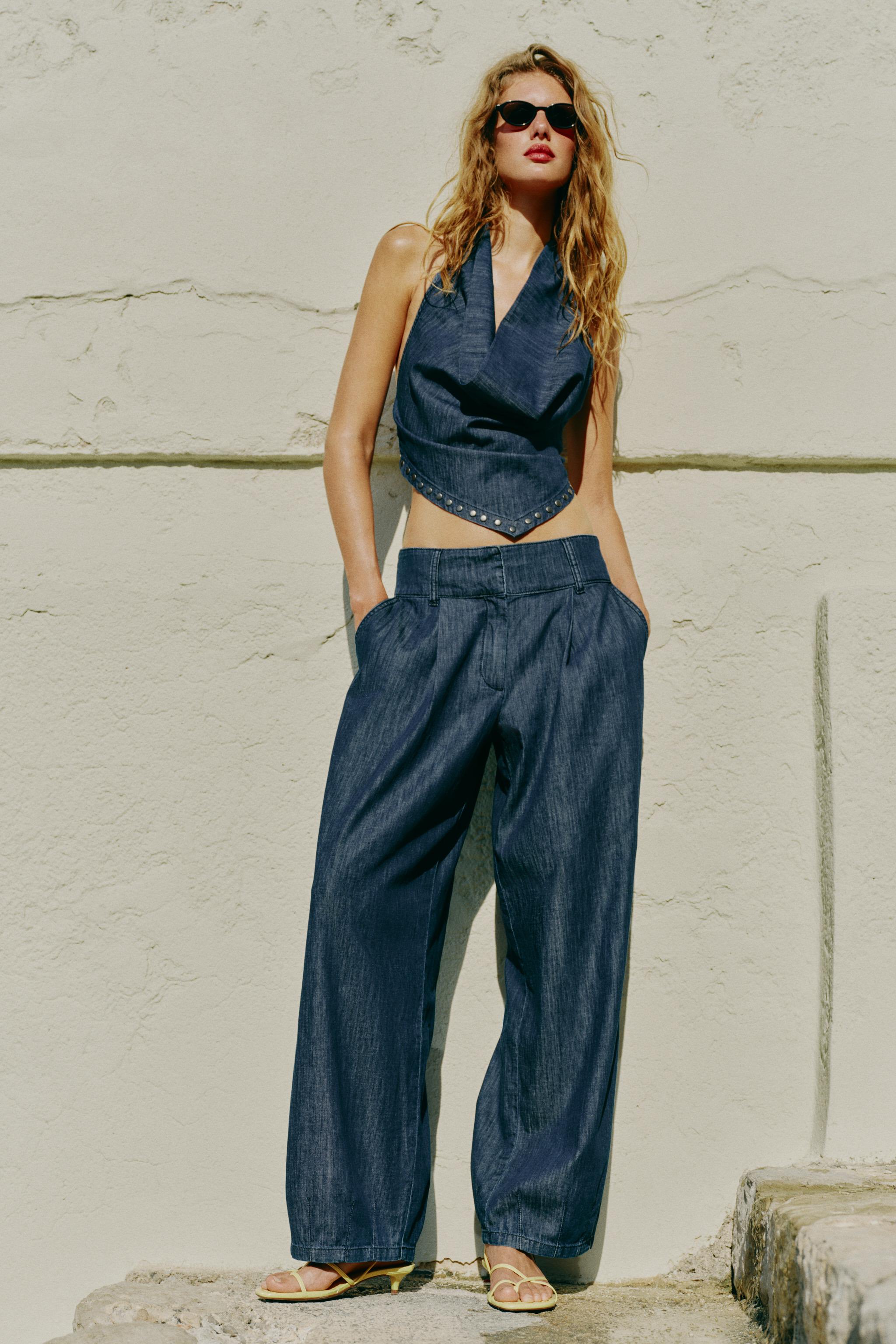 Брюки силуэта "бочонок" с вытачками — ZARA