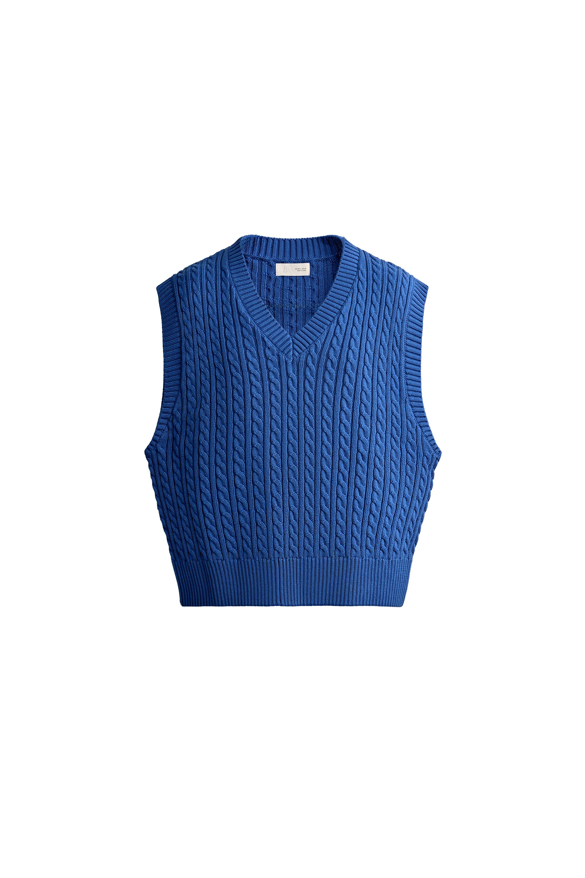 Фактурный жилет в технике косого плетения — ZARA