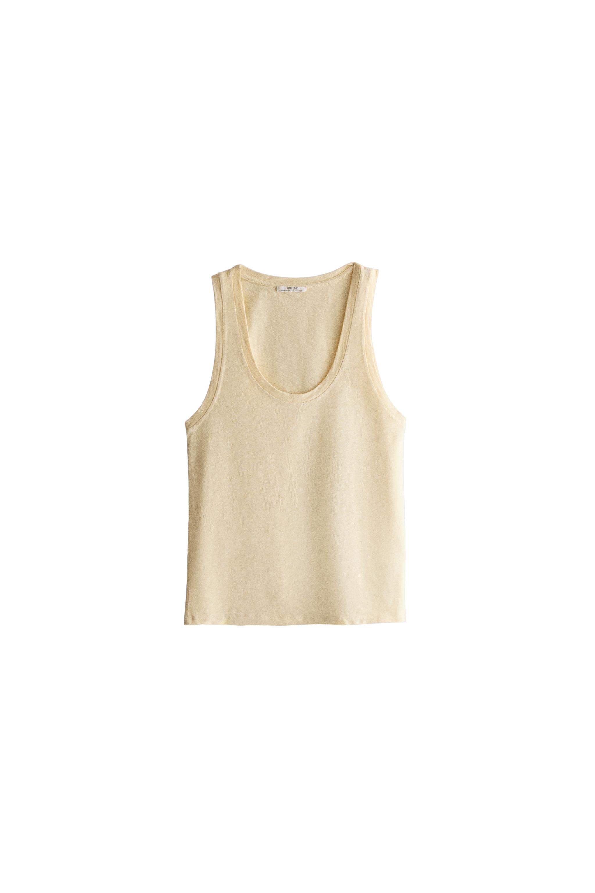 ТОП ИЗ ХЛОПКА С ШИРОКИМИ БРЕТЕЛЯМИ — ZARA