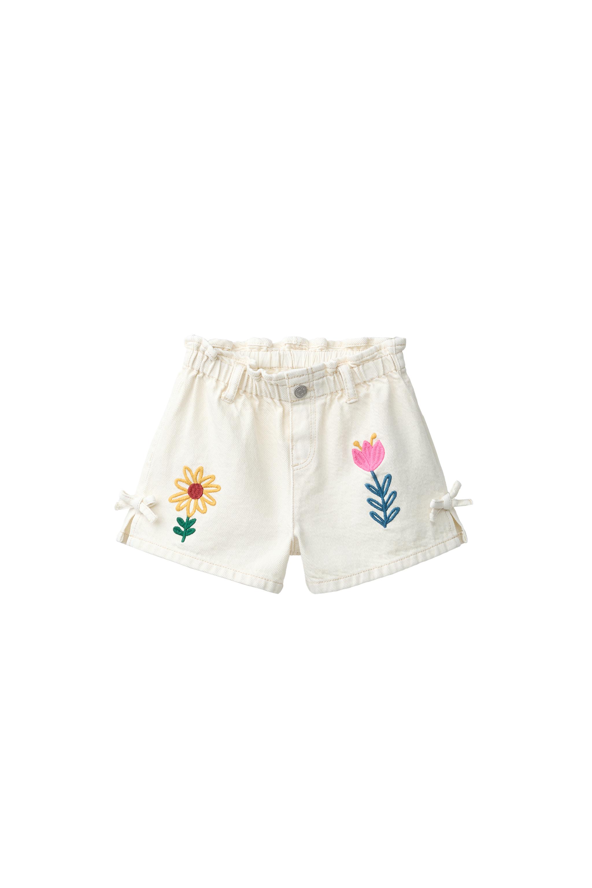 Бермуды с поясом-баской с вышивкой — ZARA