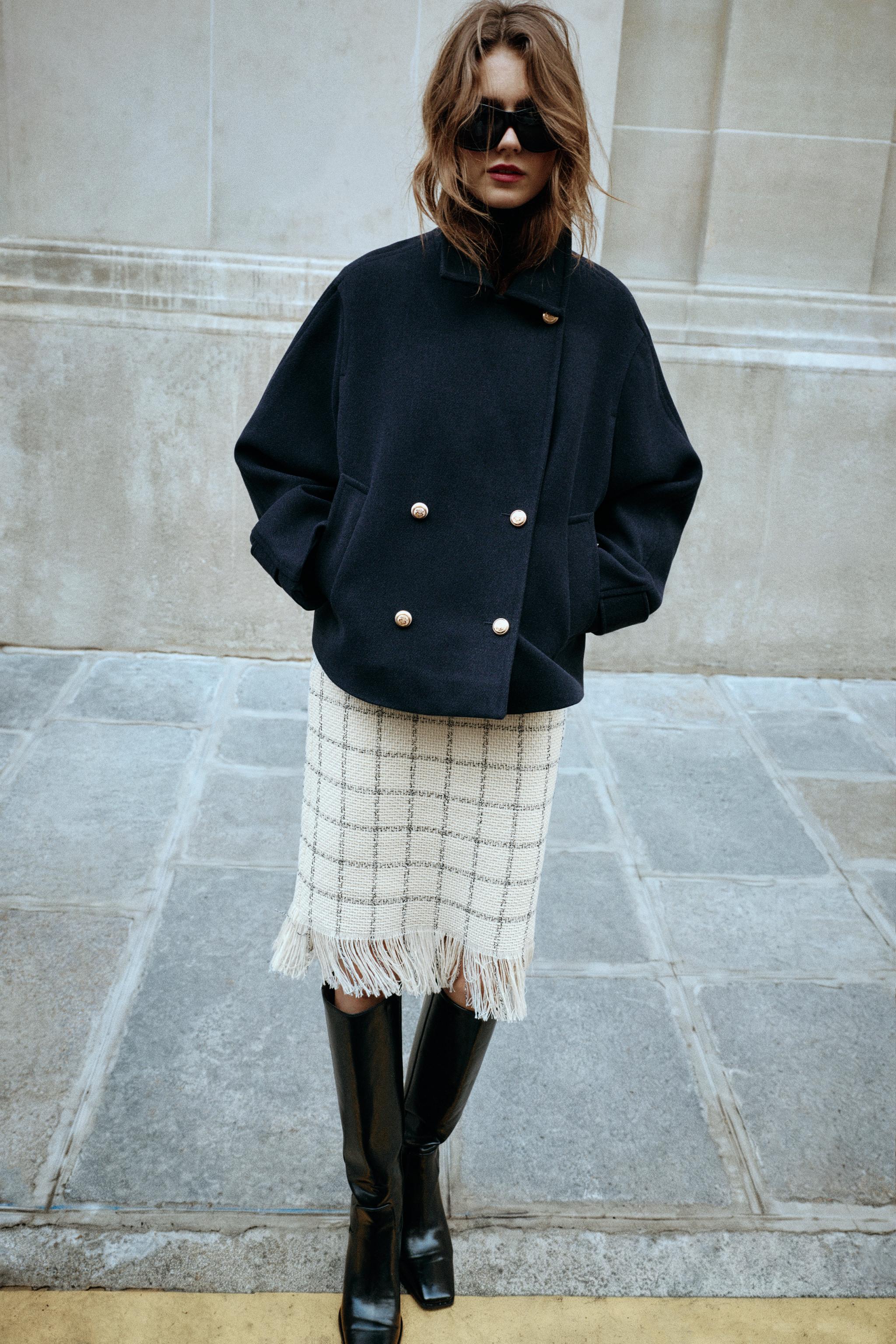 Укороченное двубортное пальто — ZARA