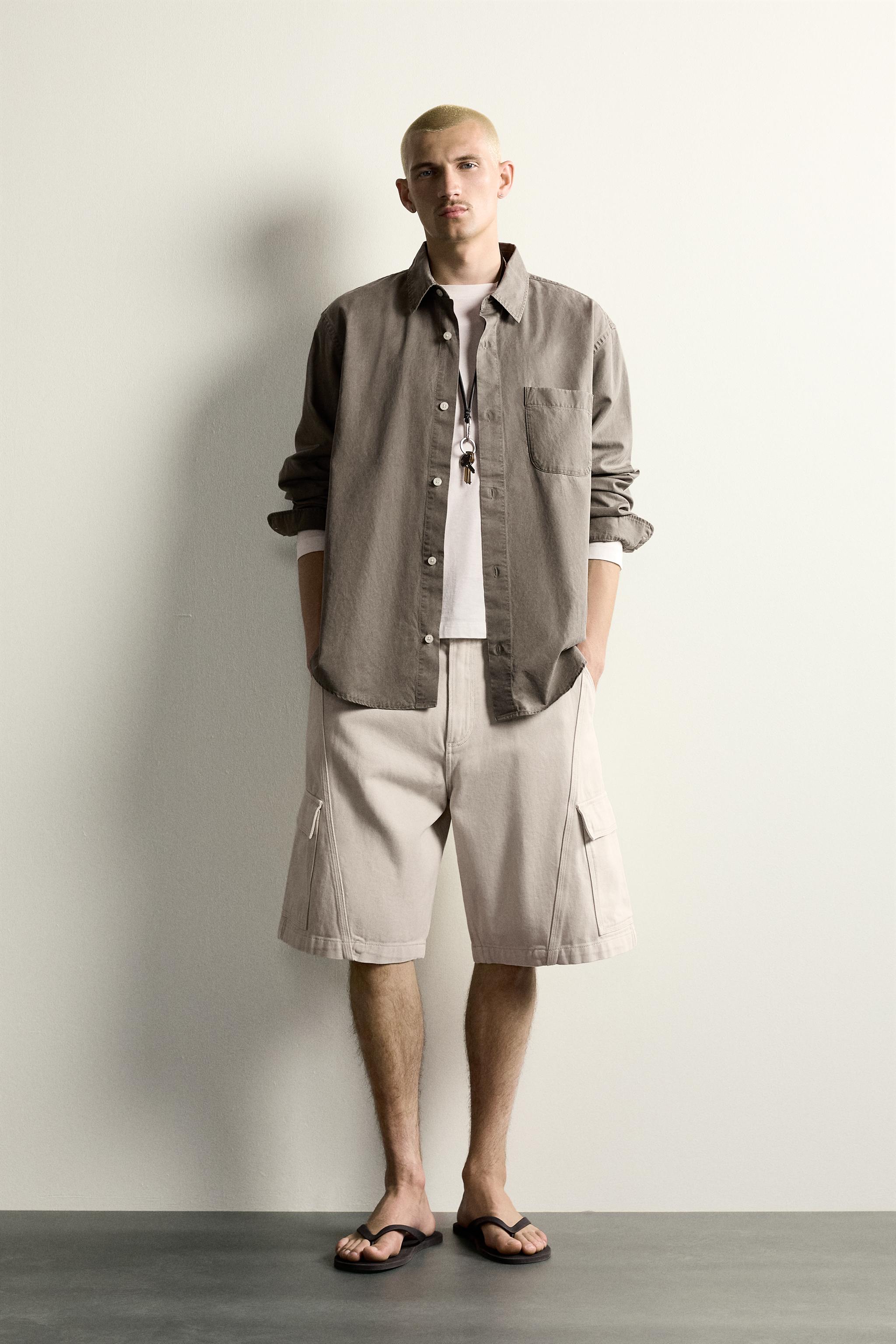 Бермуды карго свободного кроя со швами-деталями — ZARA