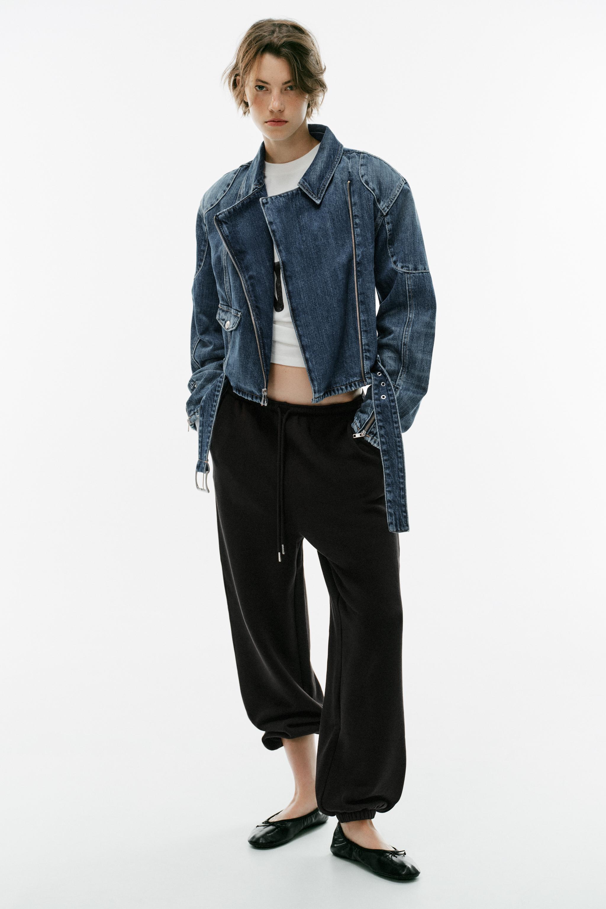 Джинсовая косуха с ремнем — ZARA